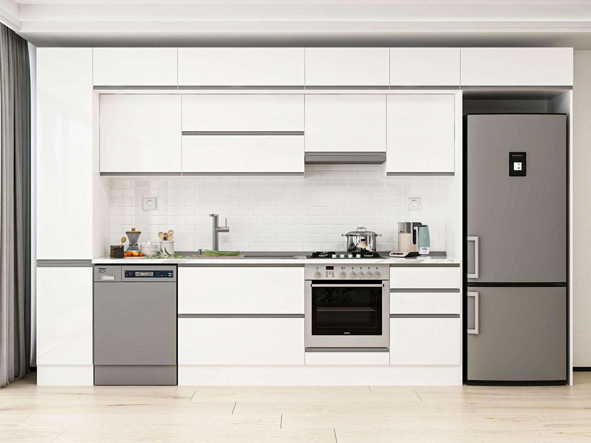 Alvinka 380X240 Cm High Gloss Mutfak Dolabı Mbb-E90B40S50-1