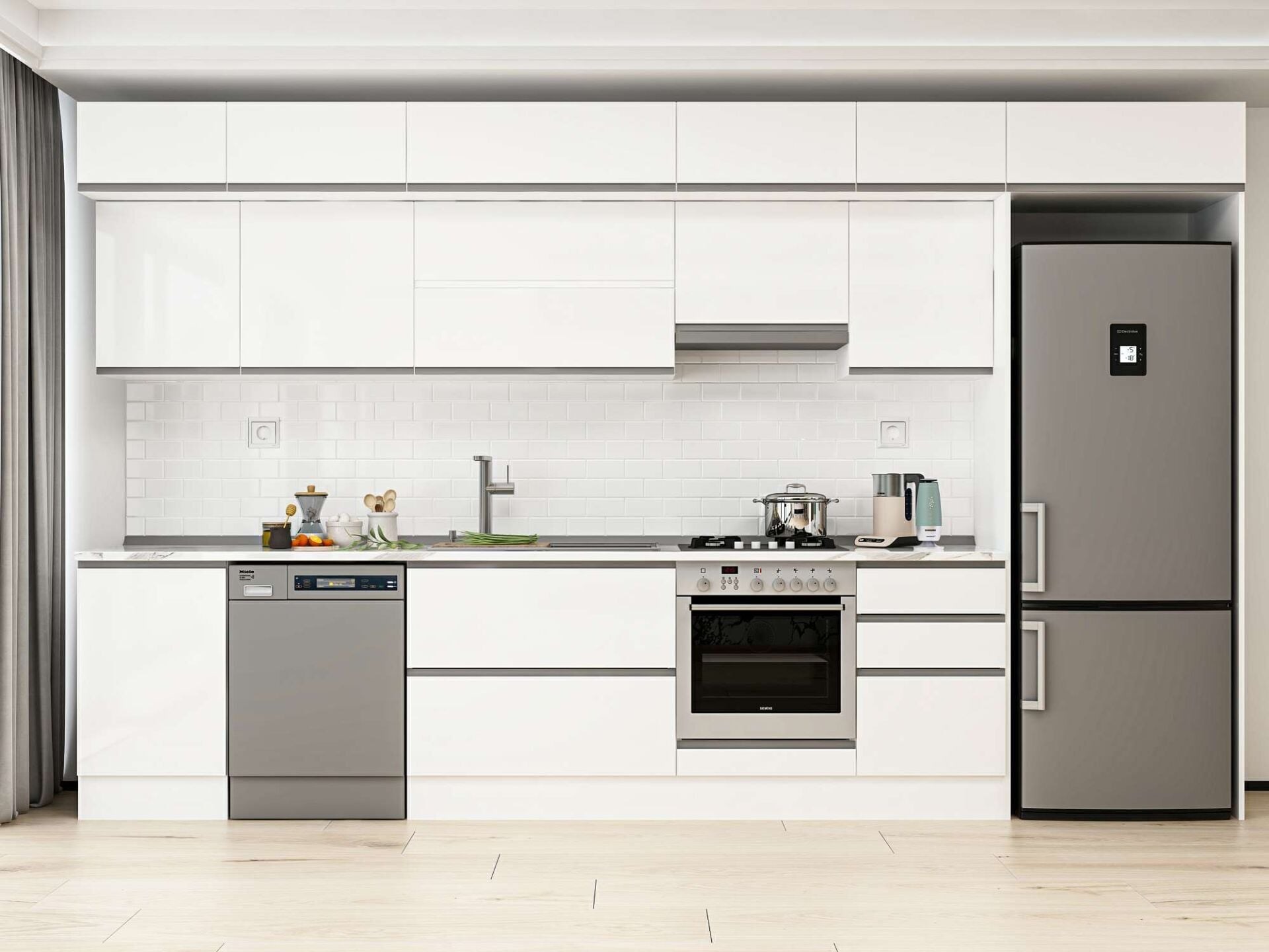 Alvinka 380X240 Cm High Gloss Mutfak Dolabı Mb-E80S50S50-1