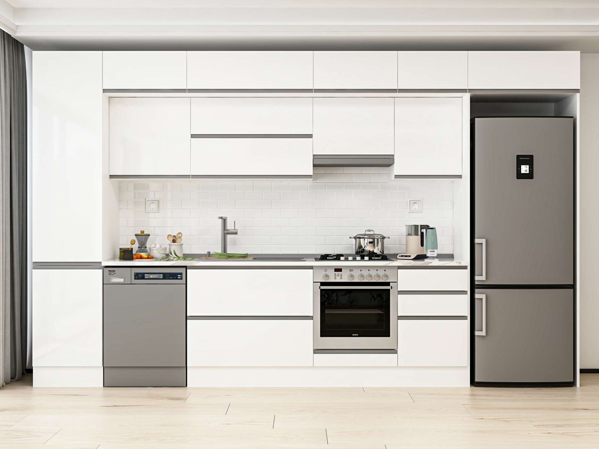 Alvinka 380X240 Cm High Gloss Mutfak Dolabı Mbb-E80B50S50-1