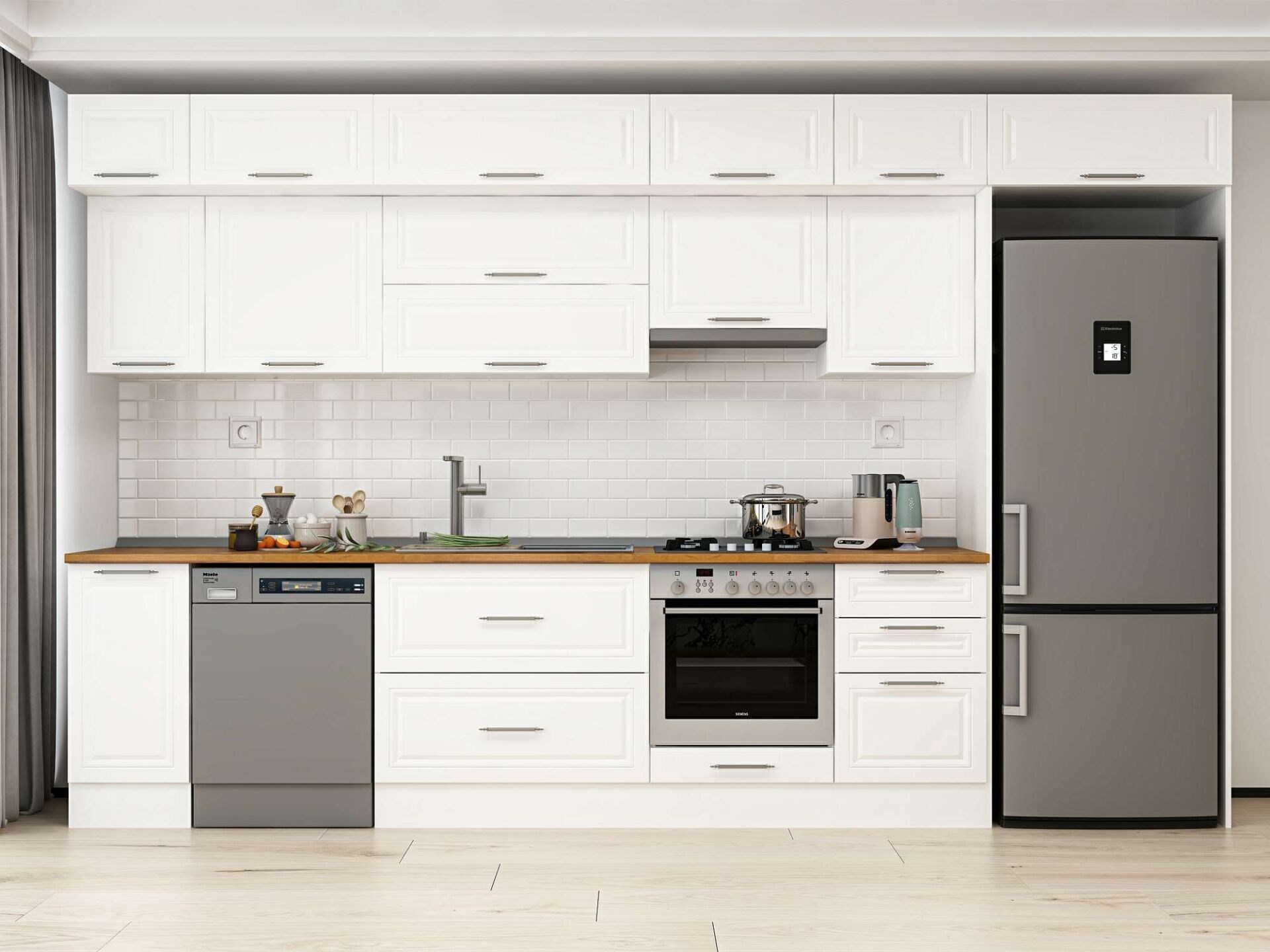 Alvinka 380X240 Cm Klasik Mebran Mutfak Dolabı Mb-E90S40S50-1