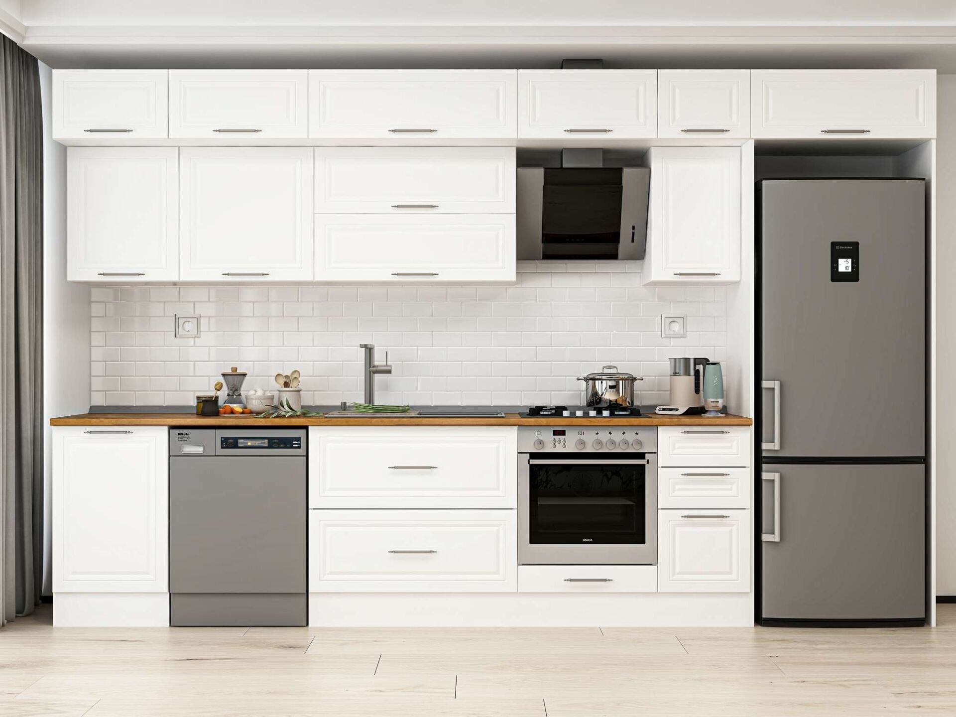 Alvinka 380X240 Cm Klasik Mebran Mutfak Dolabı Mb-E90S50S40-2