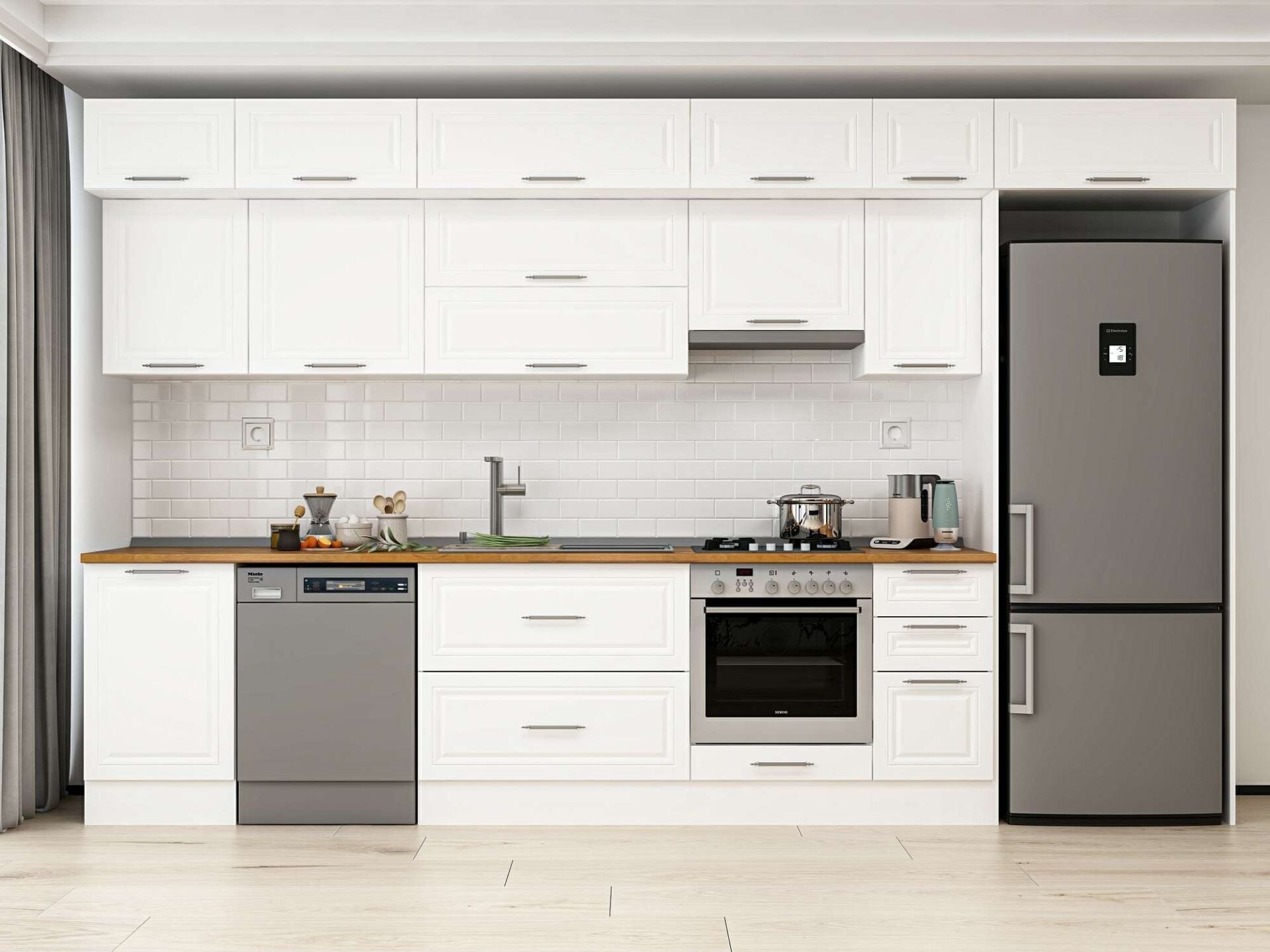 Alvinka 380X240 Cm Klasik Mebran Mutfak Dolabı Mb-E90S50S40-1
