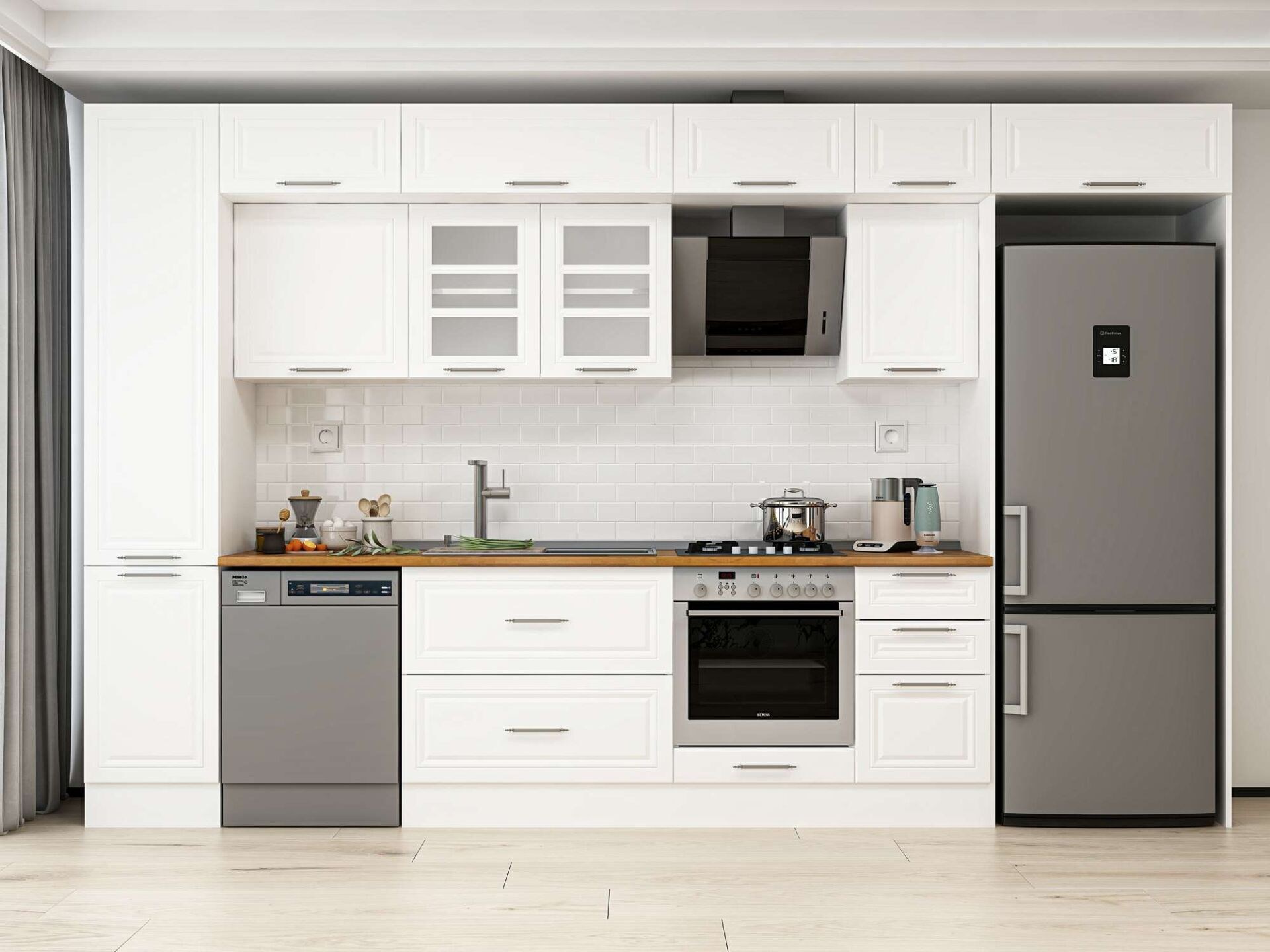 Alvinka 380X240 Cm Klasik Mebran Mutfak Dolabı Mbb-E90B45S45-3