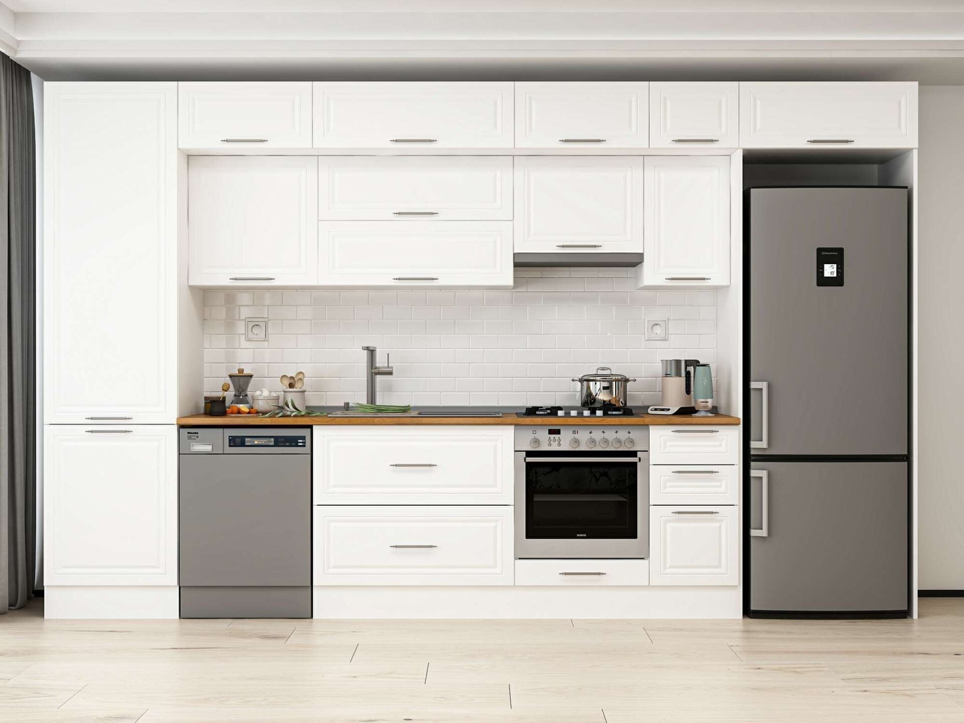 Alvinka 380X240 Cm Klasik Mebran Mutfak Dolabı Mbb-E80B60S40-1