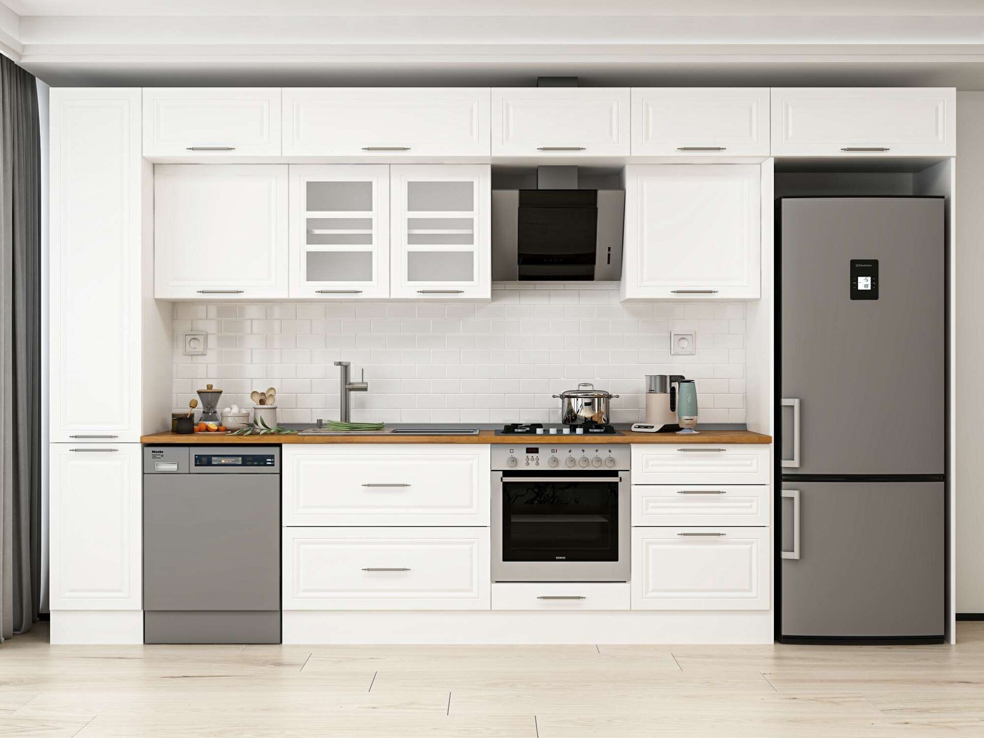 Alvinka 380X240 Cm Klasik Mebran Mutfak Dolabı Mbb-E80B40S60-3