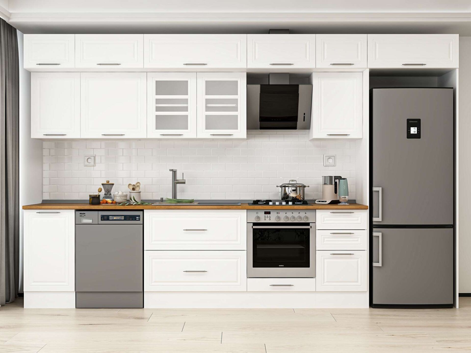 Alvinka 380X240 Cm Klasik Mebran Mutfak Dolabı Mb-E90S45S45-3