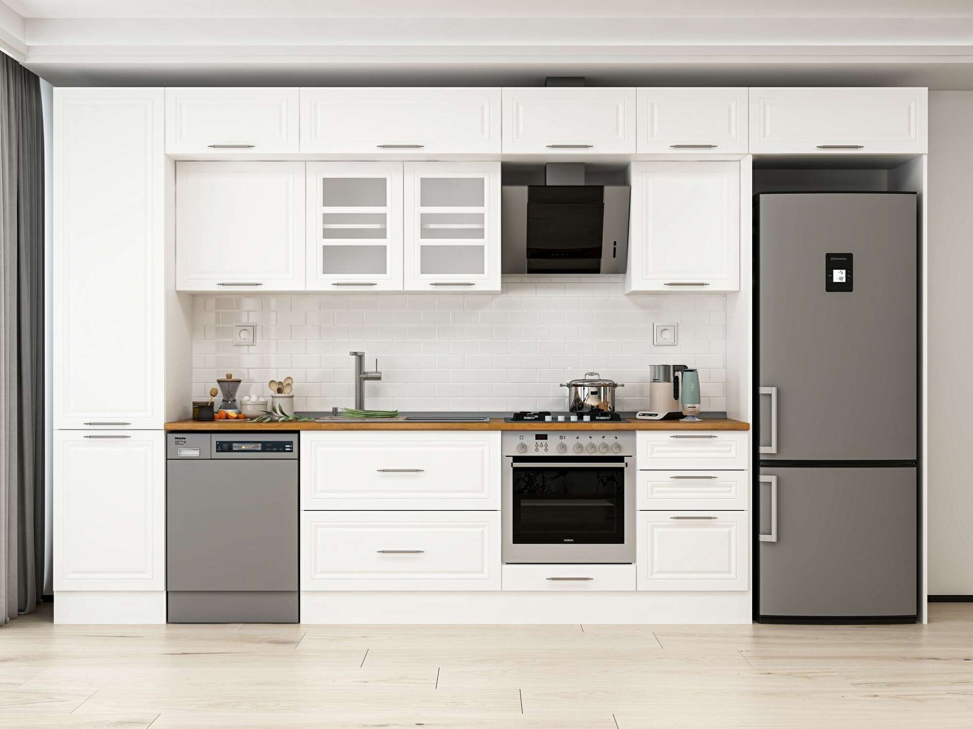 Alvinka 380X240 Cm Klasik Mebran Mutfak Dolabı Mbb-E80B50S50-3