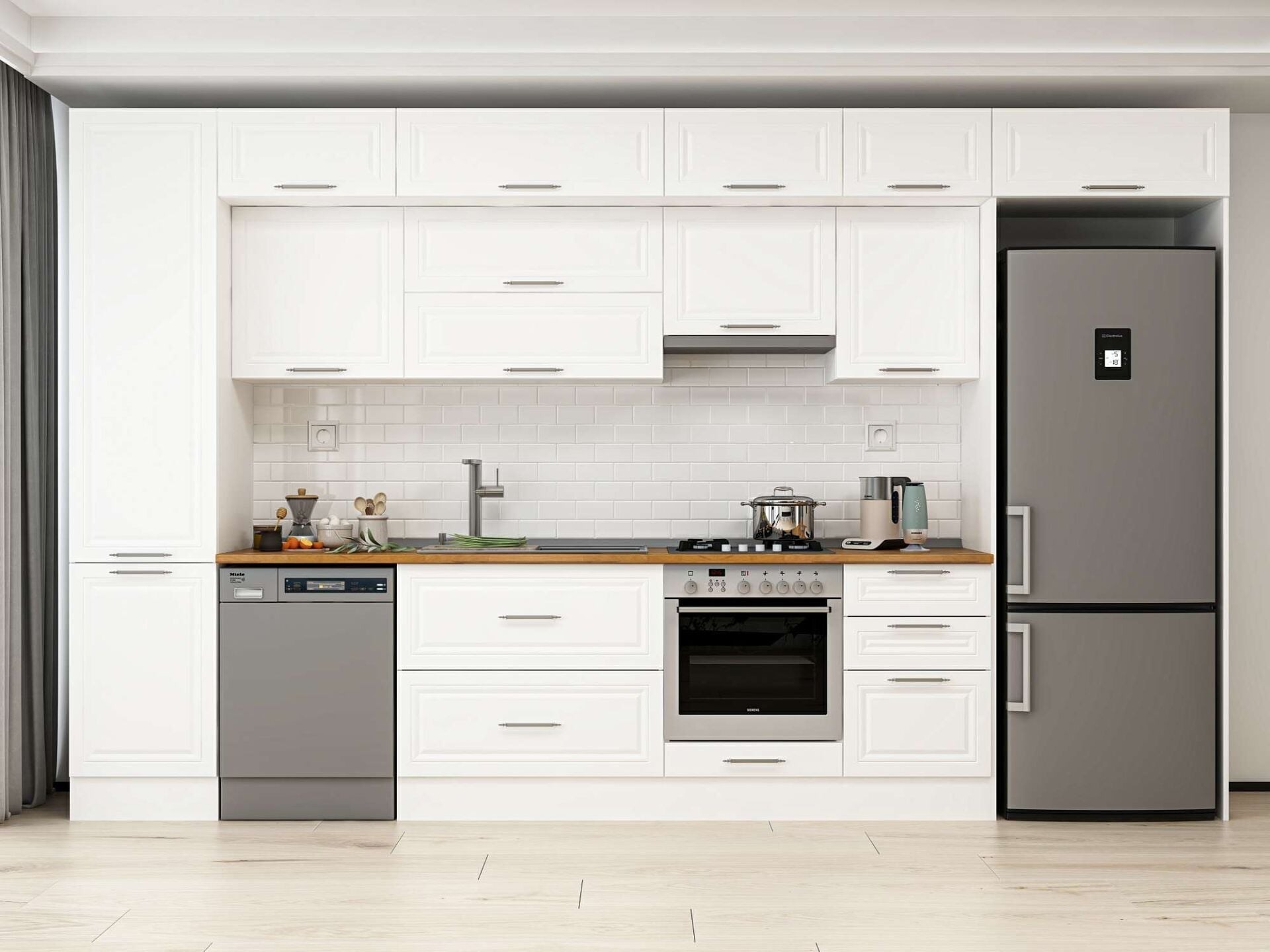 Alvinka 380X240 Cm Klasik Mebran Mutfak Dolabı Mbb-E80B50S50-1