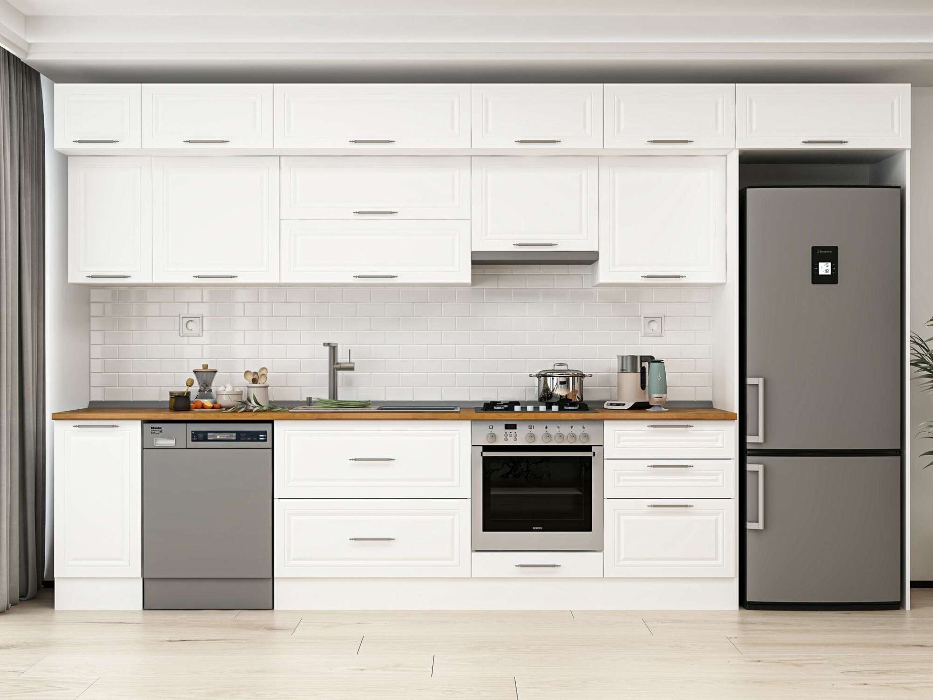 Alvinka 380X240 Cm Klasik Mebran Mutfak Dolabı Mb-E80S40S60-1