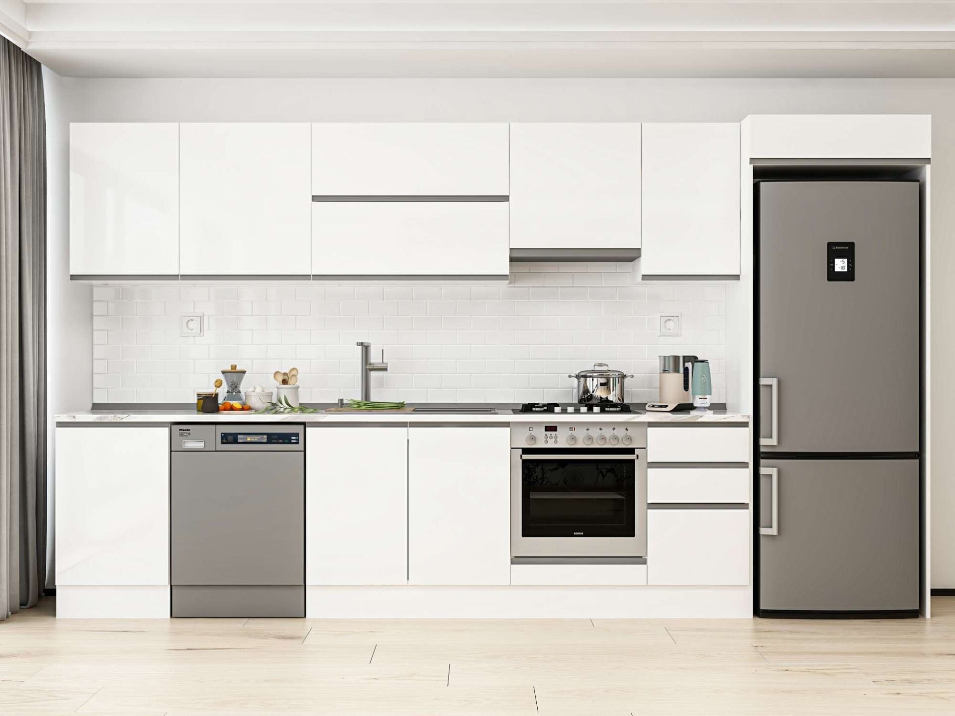 Alvinka 385X222 Cm High Gloss Mutfak Dolabı Mb-E90S50S45-1