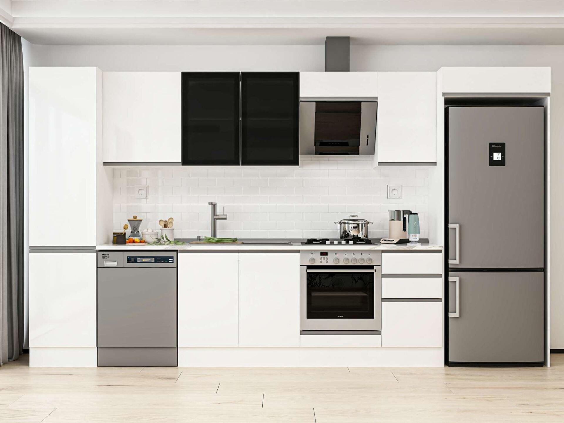 Alvinka 385X222 Cm High Gloss Mutfak Dolabı Mbb-E90B50S45-3