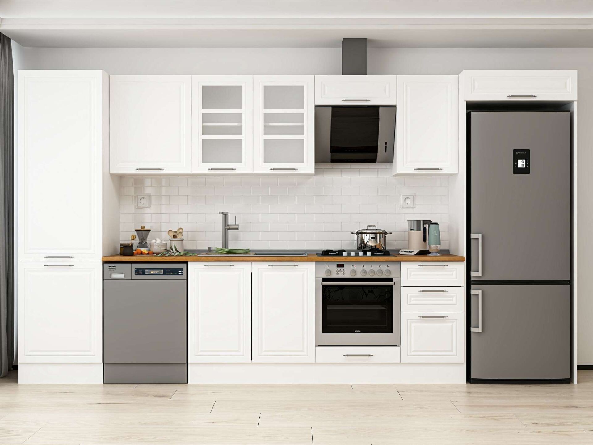 Alvinka 385X222 Cm Klasik Mebran Mutfak Dolabı Mbb-E80B60S45-3