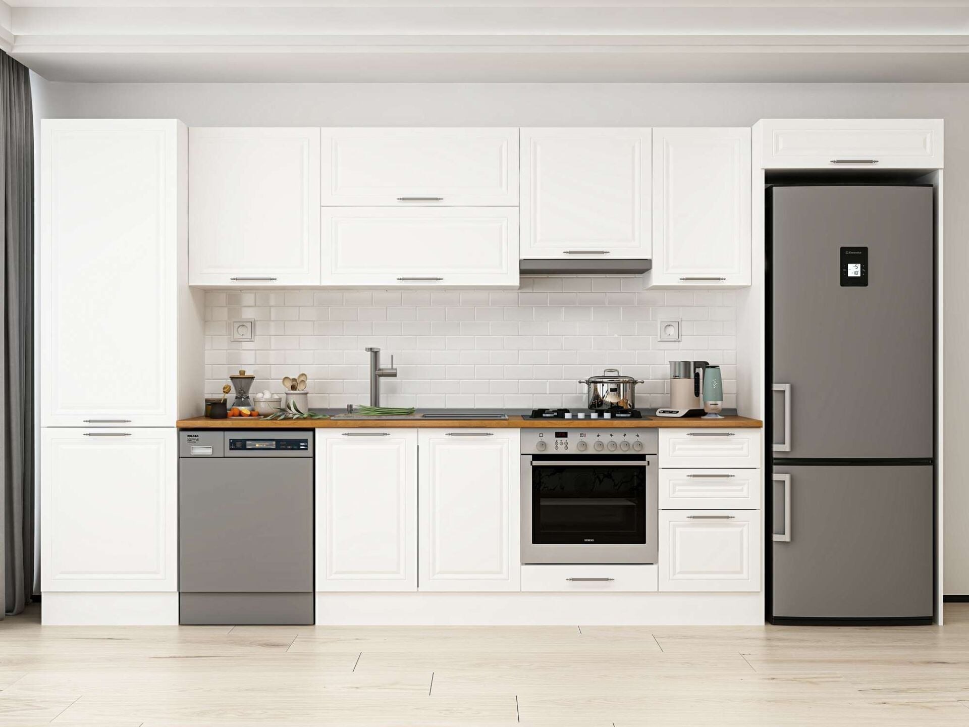 Alvinka 385X222 Cm Klasik Mebran Mutfak Dolabı Mbb-E80B60S45-1