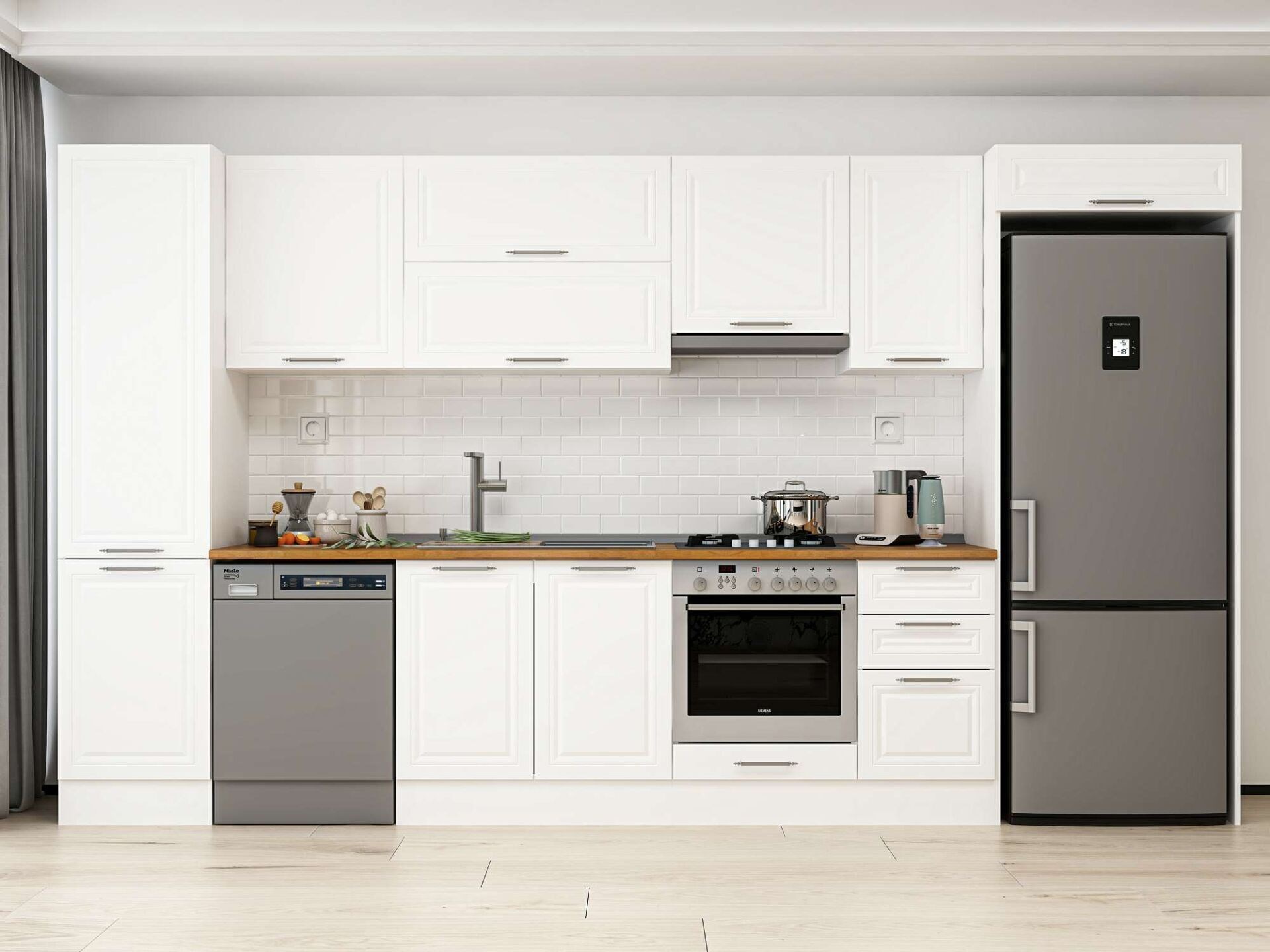 Alvinka 385X222 Cm Klasik Mebran Mutfak Dolabı Mbb-E90B50S45-1