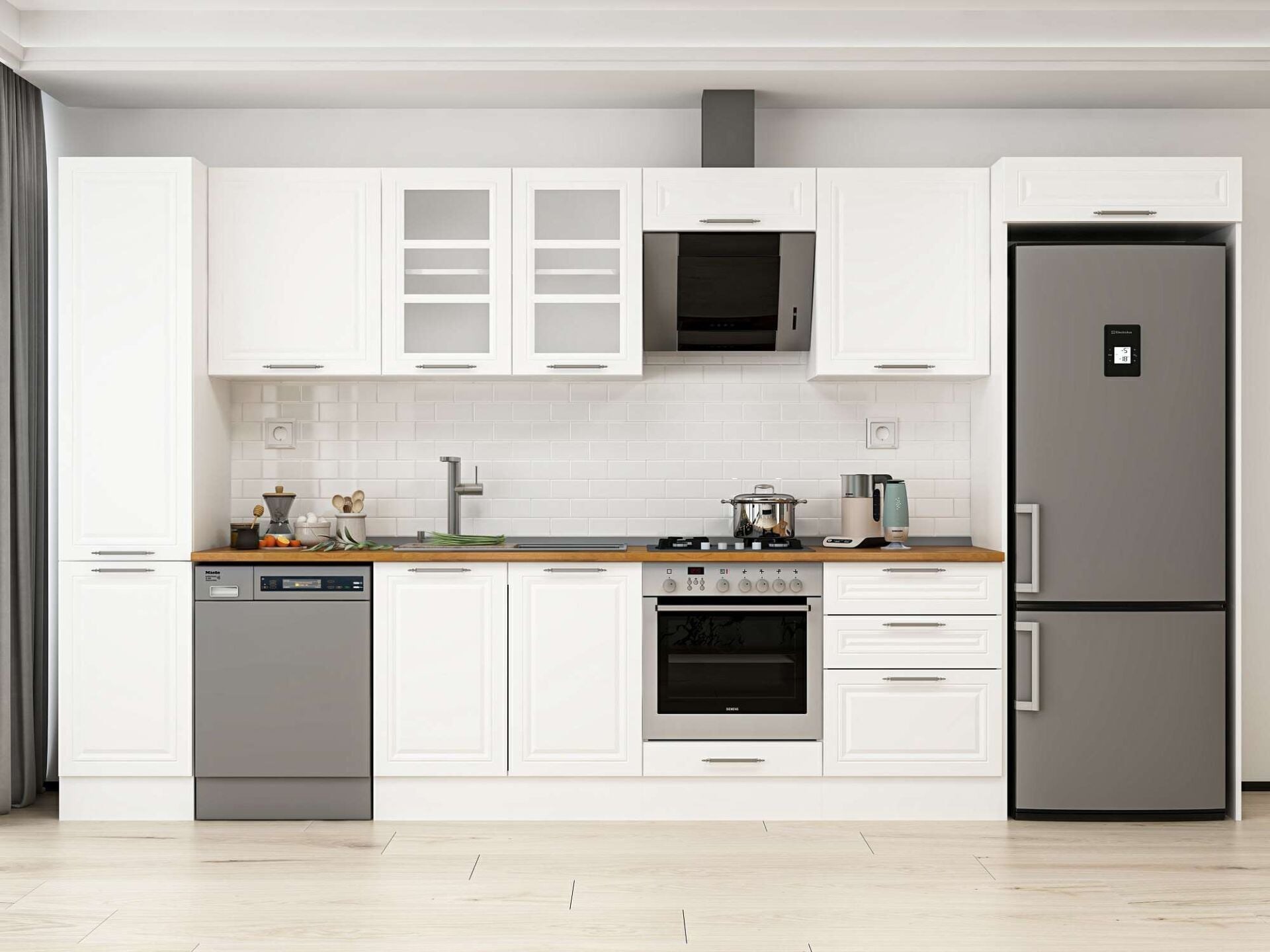 Alvinka 385X222 Cm Klasik Mebran Mutfak Dolabı Mbb-E80B45S60-3