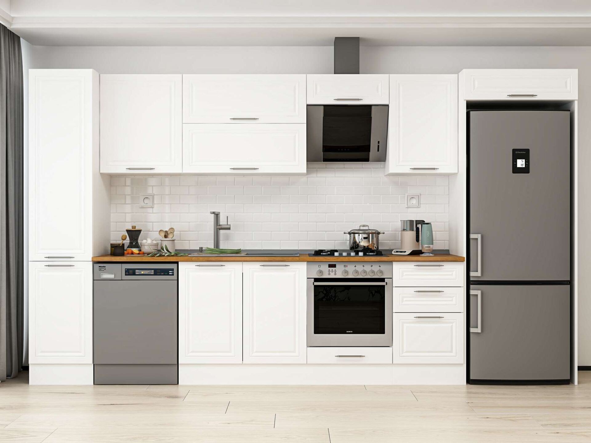 Alvinka 385X222 Cm Klasik Mebran Mutfak Dolabı Mbb-E90B45S50-2