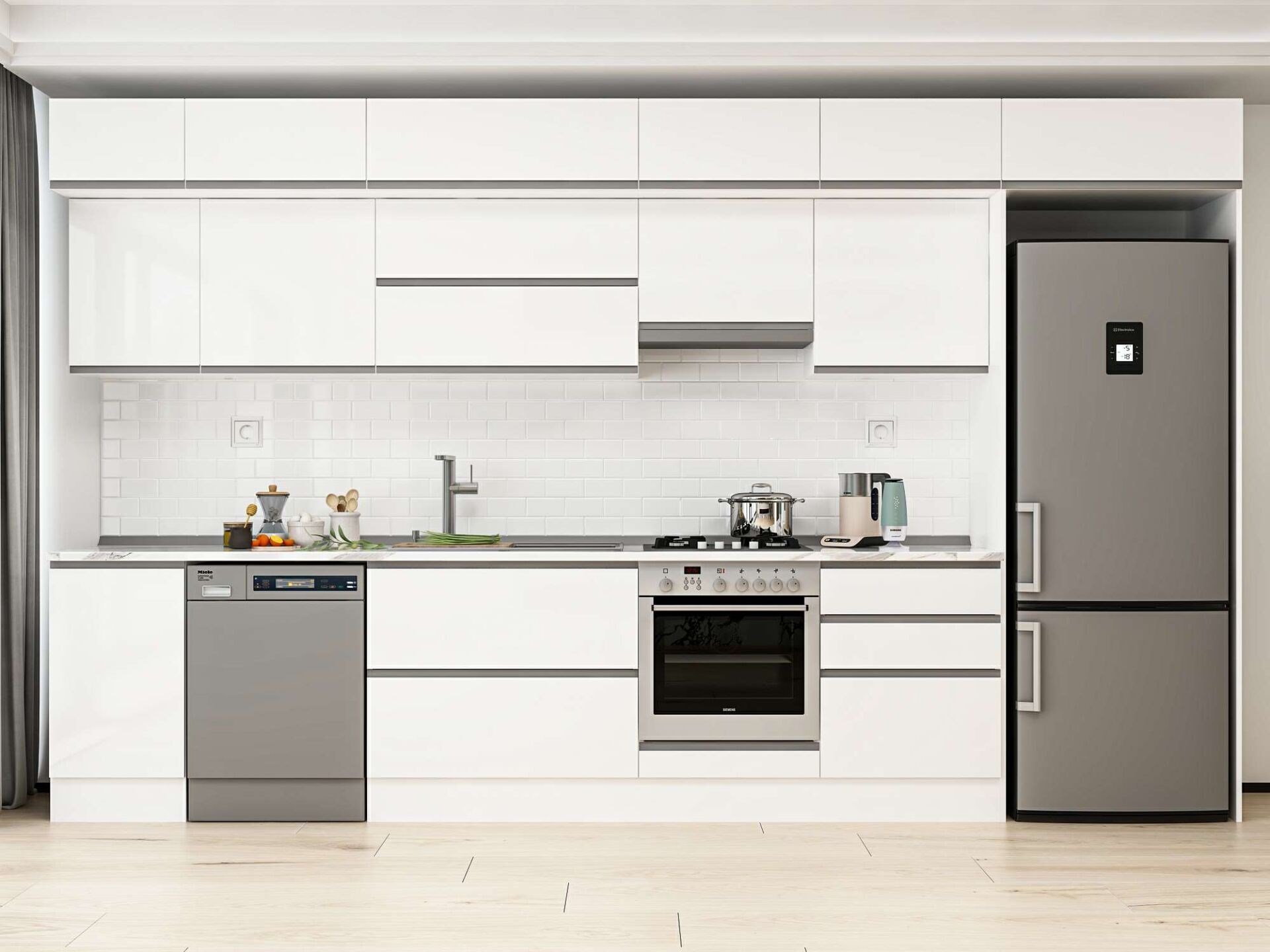 Alvinka 385X240 Cm High Gloss Mutfak Dolabı Mb-E80S45S60-1