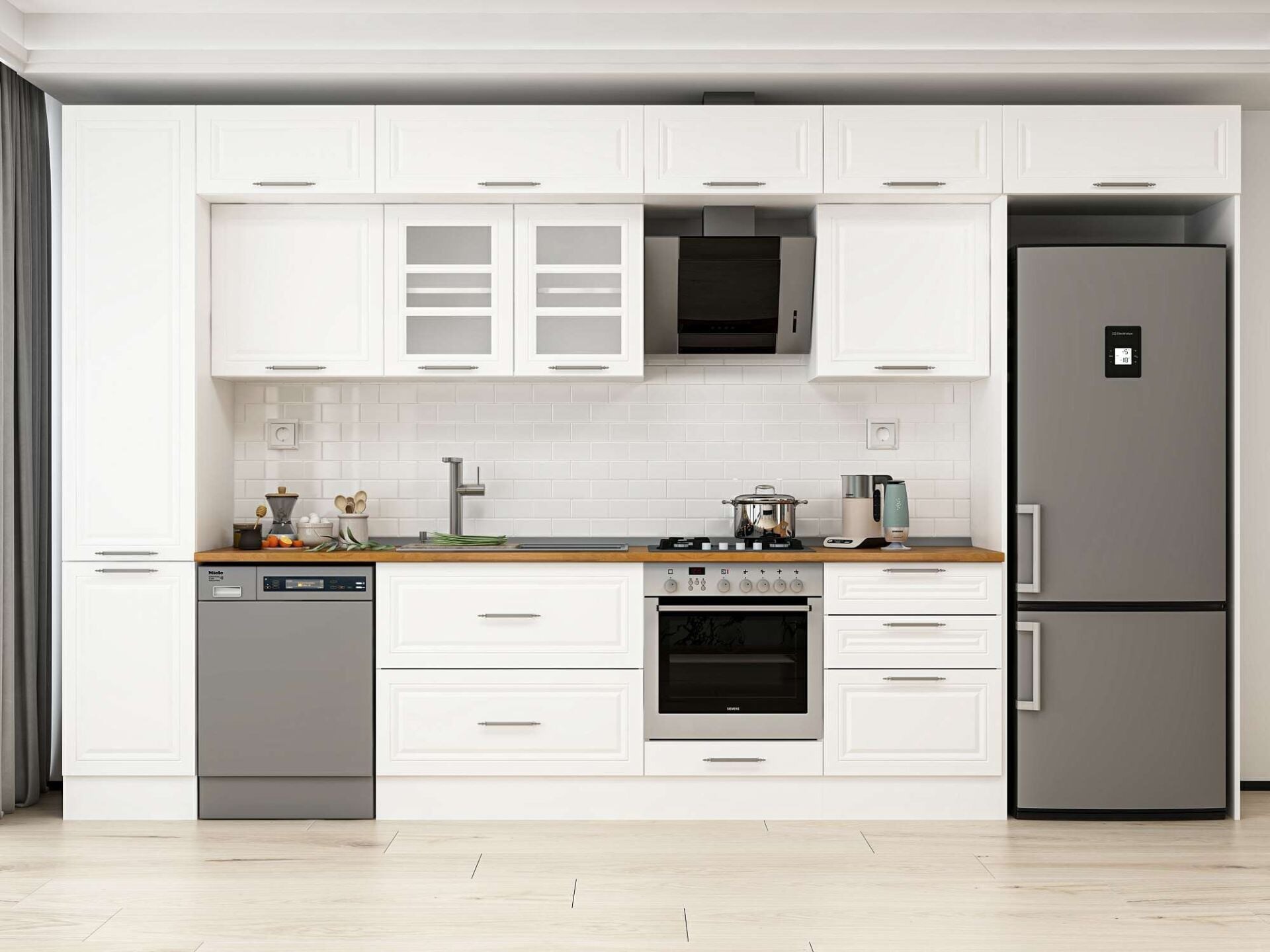 Alvinka 385X240 Cm Klasik Mebran Mutfak Dolabı Mbb-E80B45S60-3