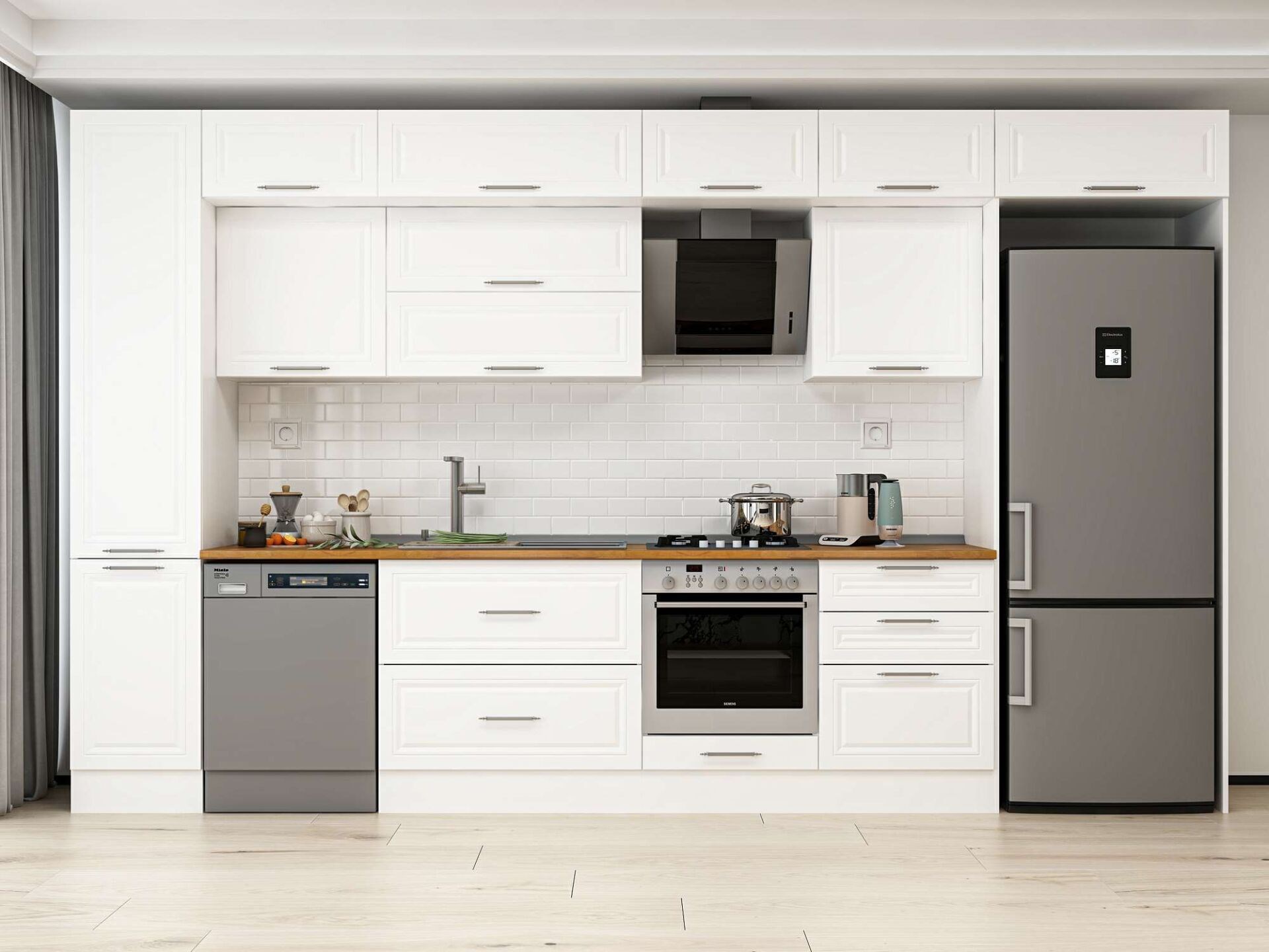 Alvinka 385X240 Cm Klasik Mebran Mutfak Dolabı Mbb-E80B45S60-2