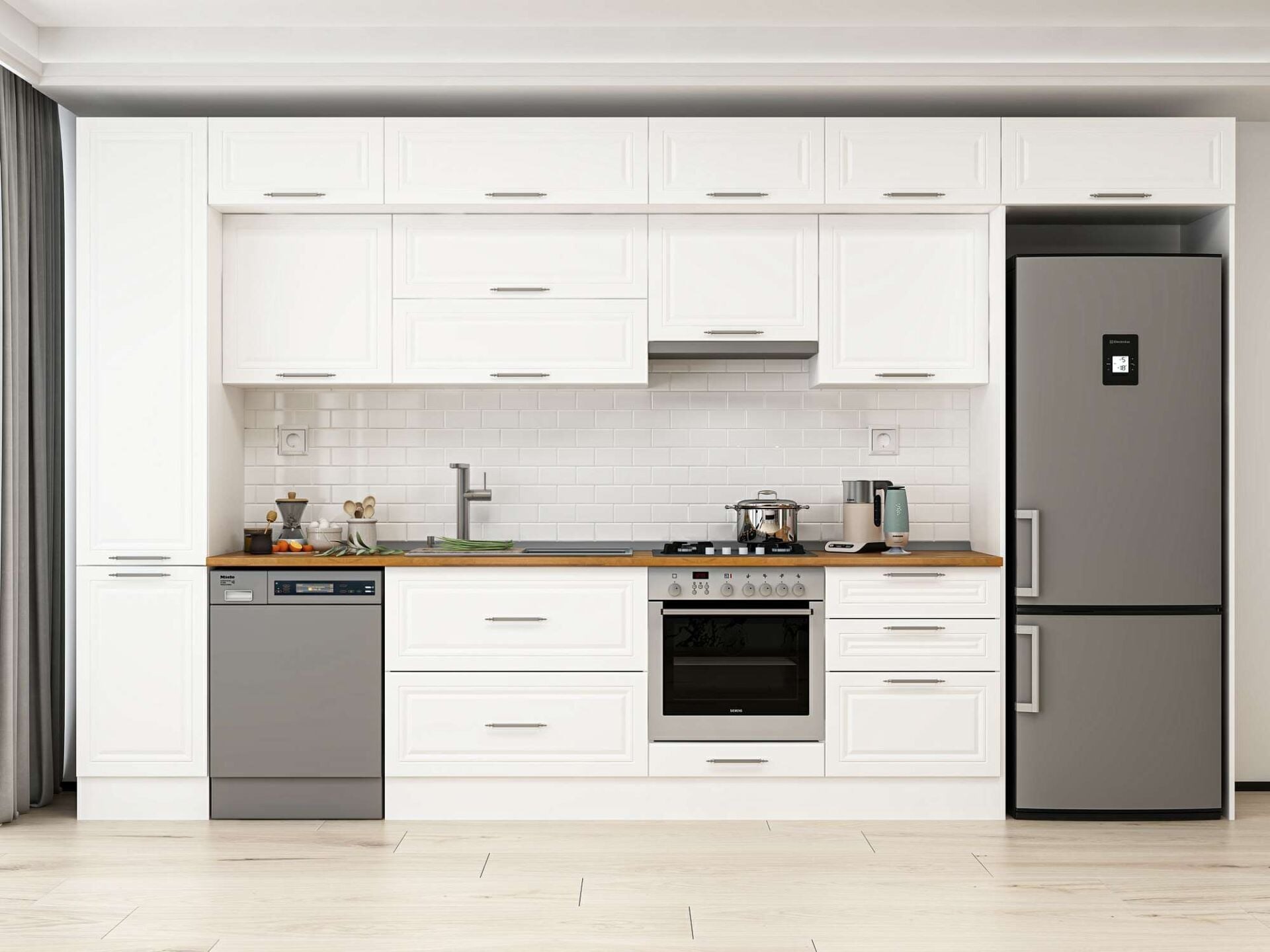 Alvinka 385X240 Cm Klasik Mebran Mutfak Dolabı Mbb-E80B45S60-1