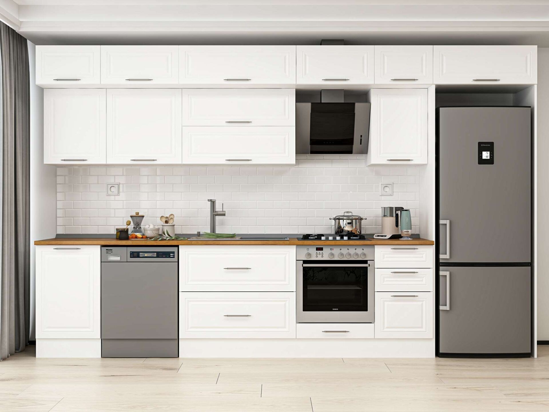 Alvinka 385X240 Cm Klasik Mebran Mutfak Dolabı Mb-E90S50S45-2