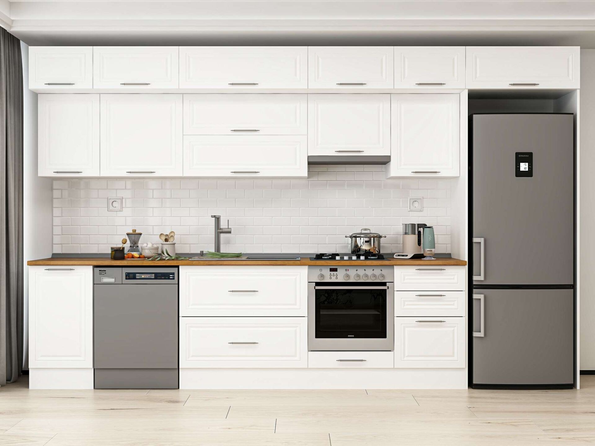 Alvinka 385X240 Cm Klasik Mebran Mutfak Dolabı Mb-E90S45S50-1