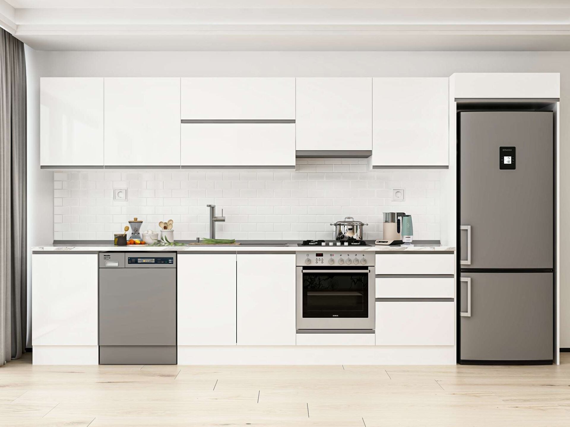 Alvinka 390X222 Cm High Gloss Mutfak Dolabı Mb-E80S50S60-1
