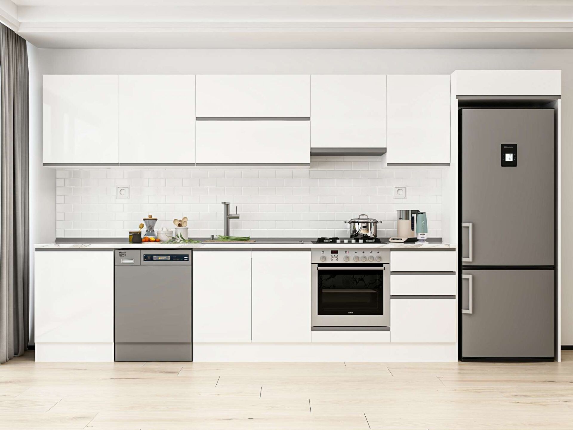 Alvinka 390X222 Cm High Gloss Mutfak Dolabı Mb-E80S60S50-1