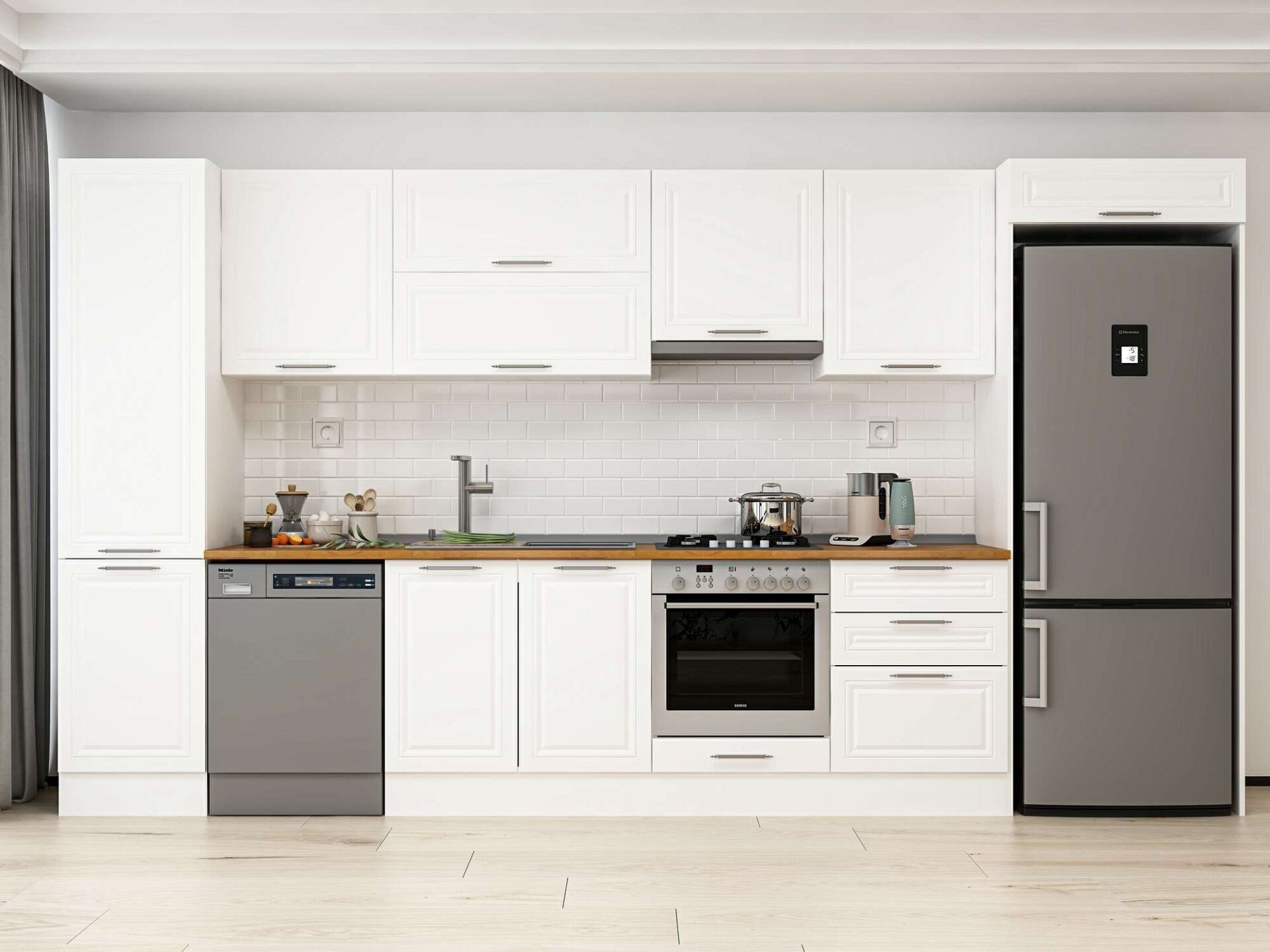 Alvinka 390X222 Cm Klasik Mebran Mutfak Dolabı Mbb-E80B50S60-1