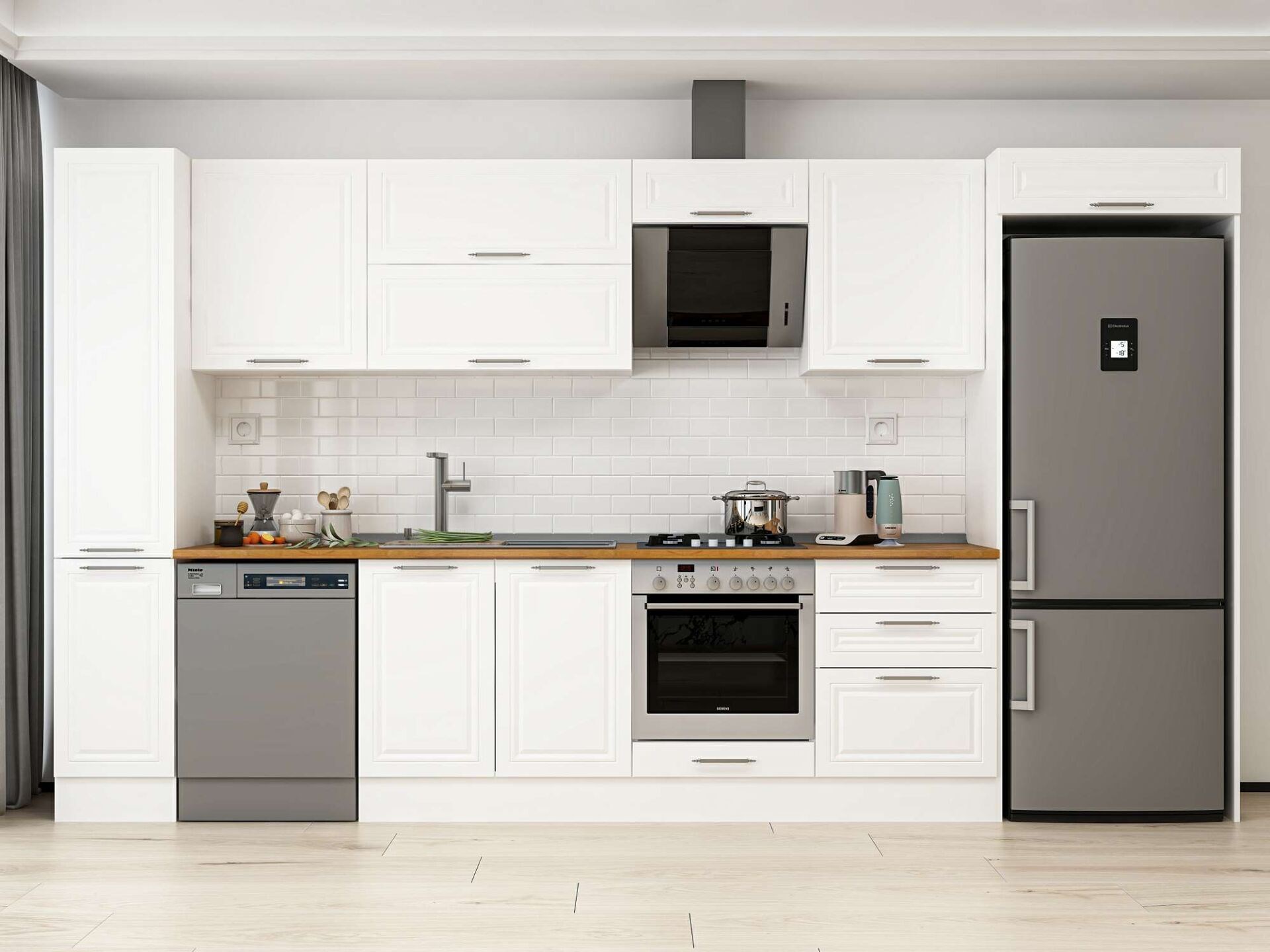 Alvinka 390X222 Cm Klasik Mebran Mutfak Dolabı Mbb-E90B40S60-2