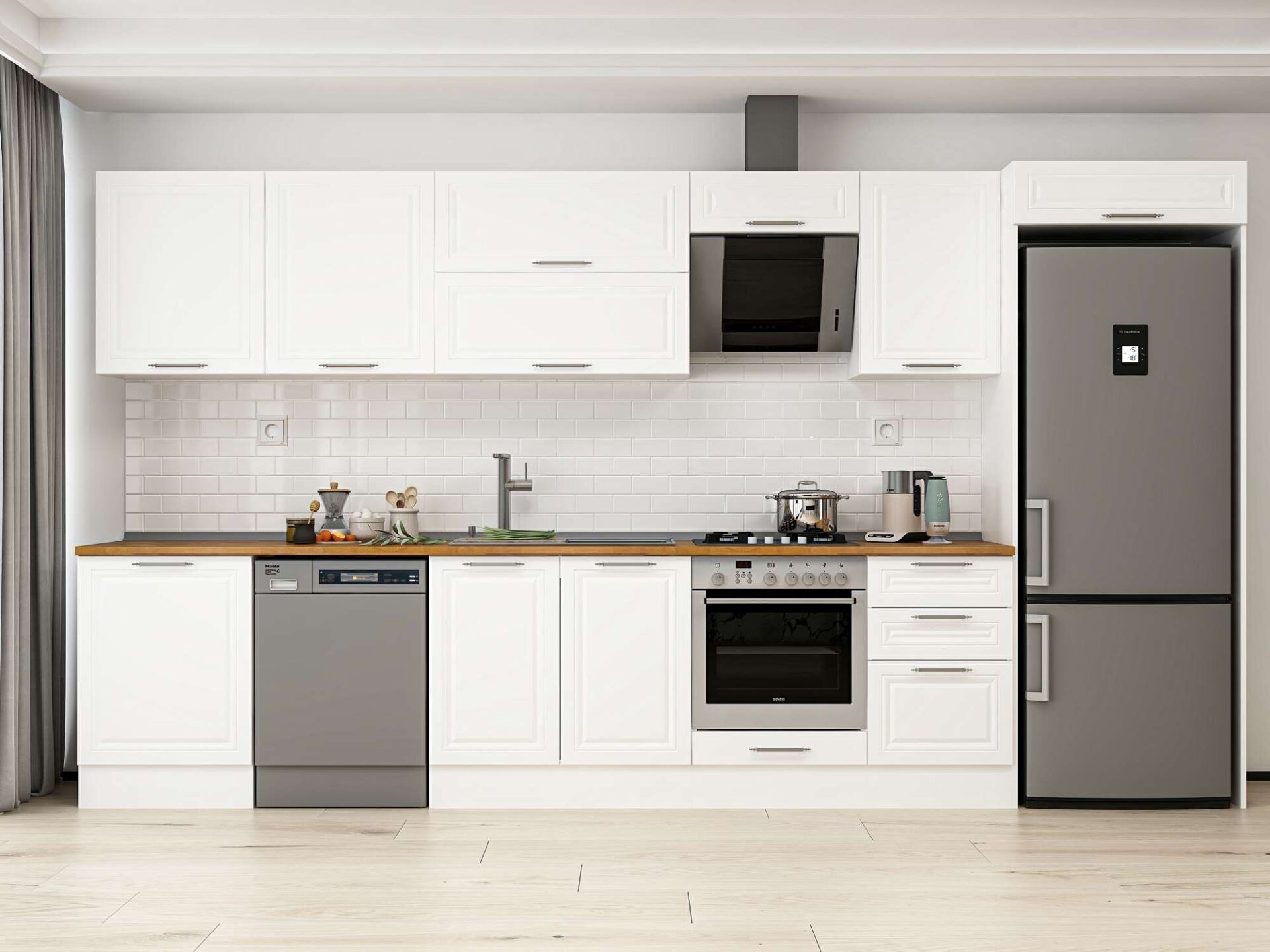 Alvinka 390X222 Cm Klasik Mebran Mutfak Dolabı Mb-E80S60S50-2