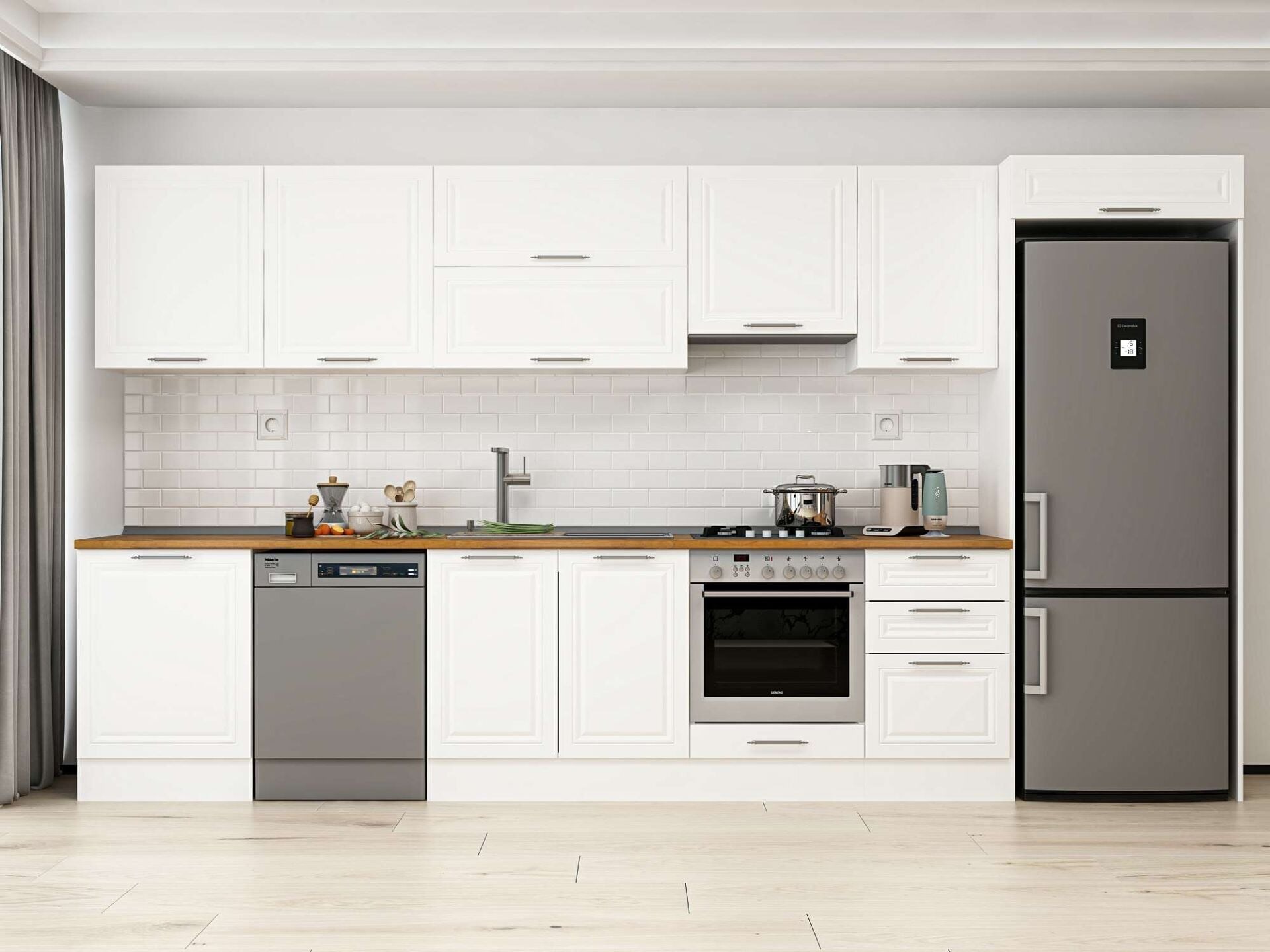 Alvinka 390X222 Cm Klasik Mebran Mutfak Dolabı Mb-E80S60S50-1
