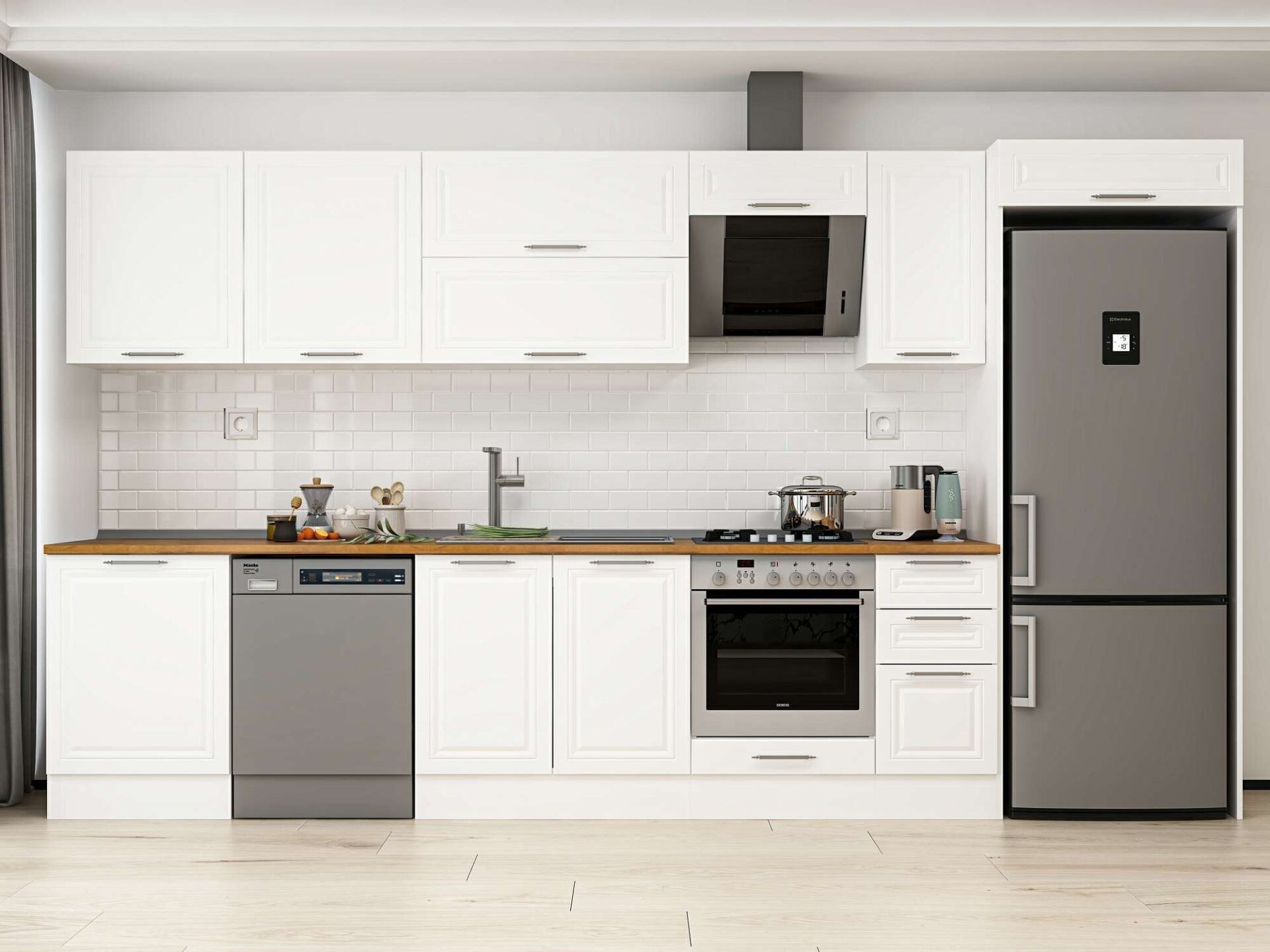 Alvinka 390X222 Cm Klasik Mebran Mutfak Dolabı Mb-E90S60S40-2