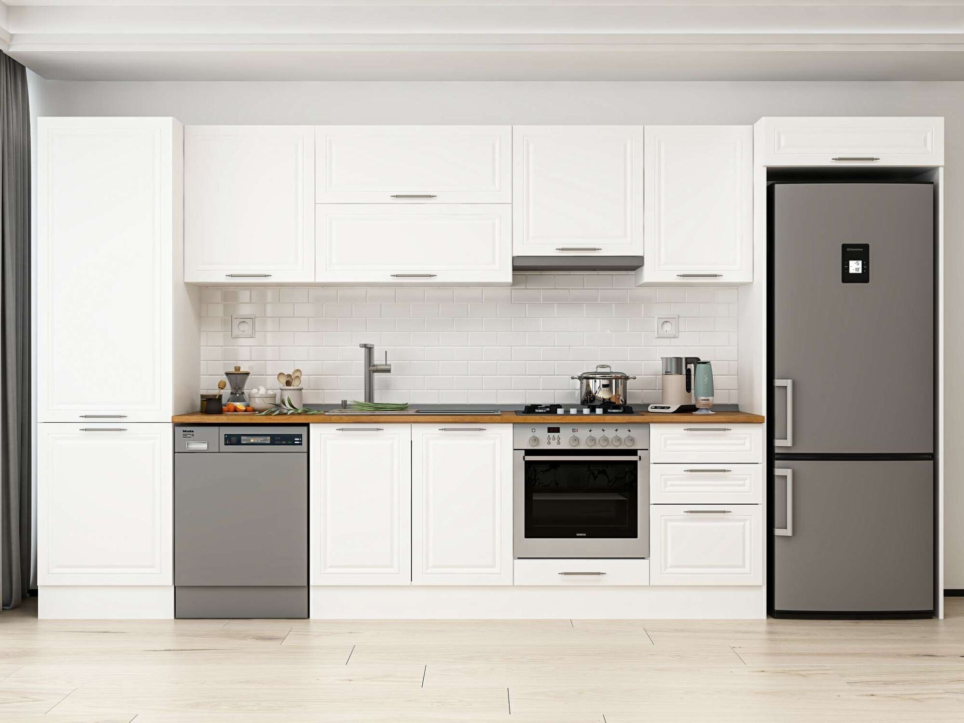 Alvinka 390X222 Cm Klasik Mebran Mutfak Dolabı Mbb-E80B60S50-1