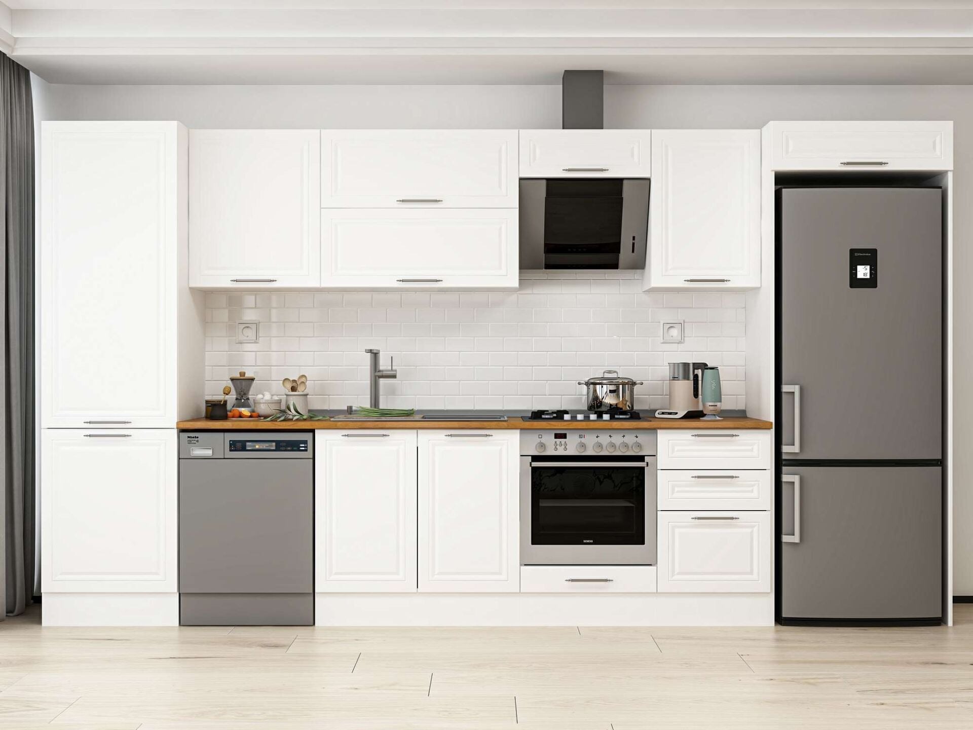 Alvinka 390X222 Cm Klasik Mebran Mutfak Dolabı Mbb-E80B60S50-2