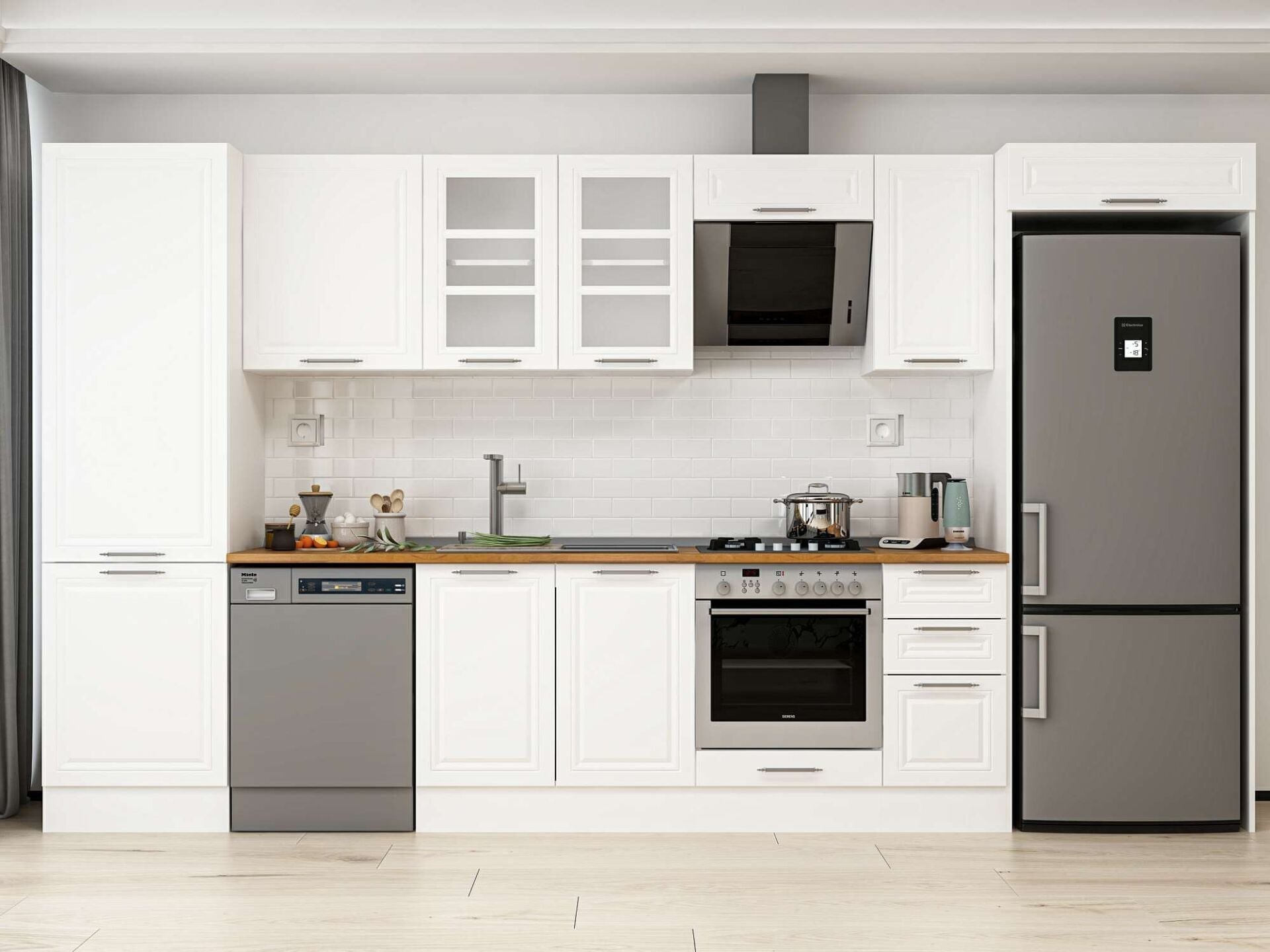 Alvinka 390X222 Cm Klasik Mebran Mutfak Dolabı Mbb-E90B60S40-3