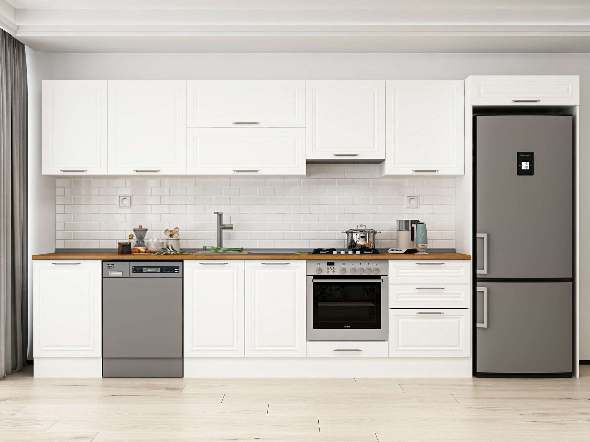 Alvinka 390X222 Cm Klasik Mebran Mutfak Dolabı Mb-E80S50S60-1
