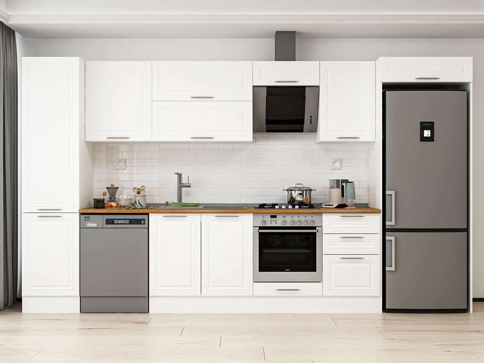 Alvinka 390X222 Cm Klasik Mebran Mutfak Dolabı Mbb-E90B50S50-2