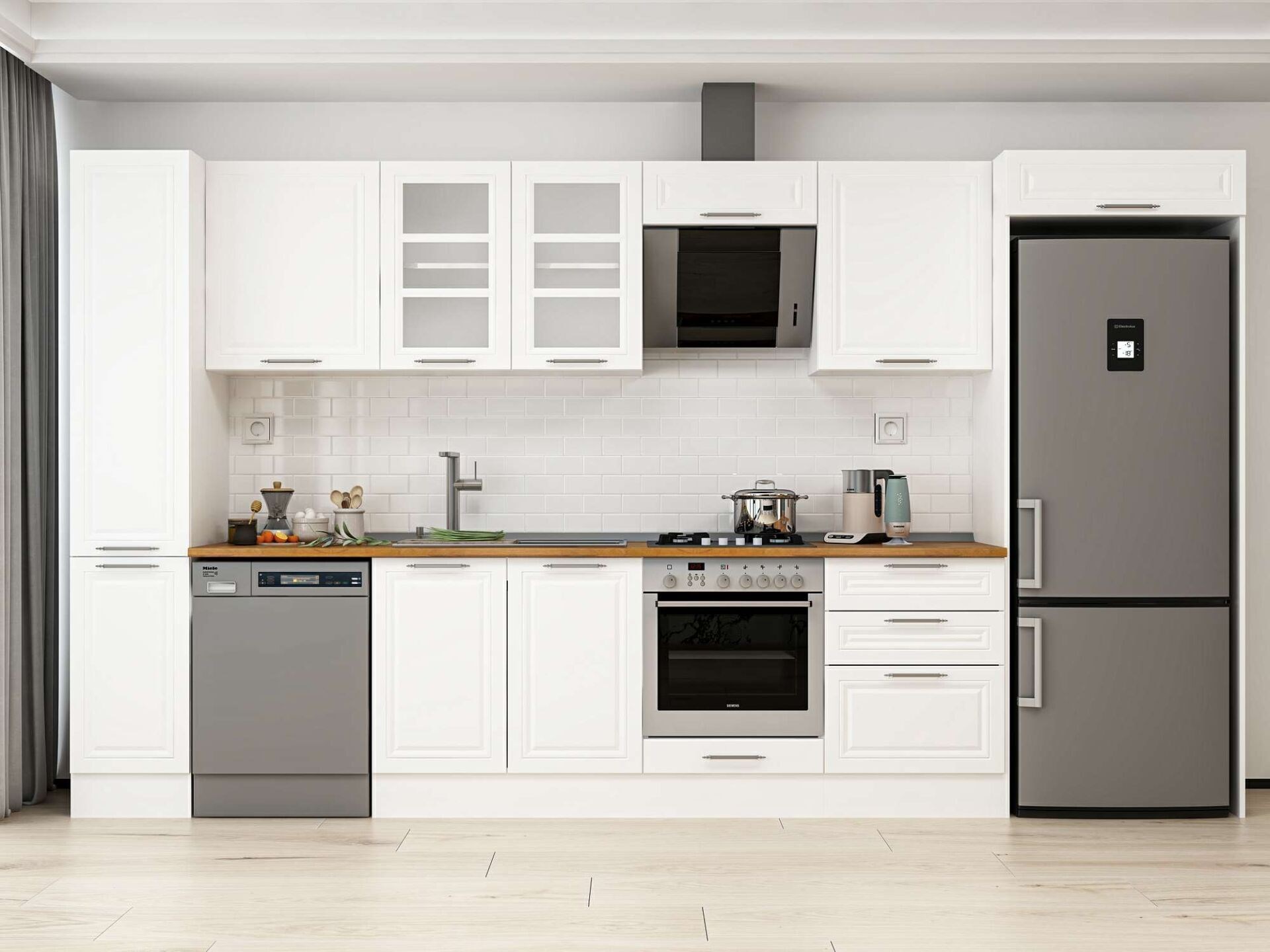 Alvinka 390X222 Cm Klasik Mebran Mutfak Dolabı Mbb-E90B40S60-3
