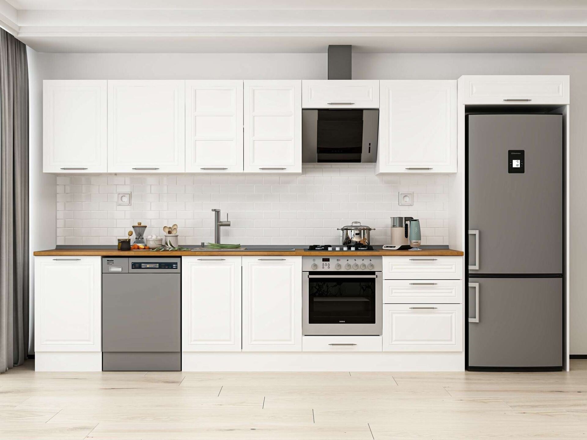 Alvinka 390X222 Cm Klasik Mebran Mutfak Dolabı Mb-E80S50S60-3