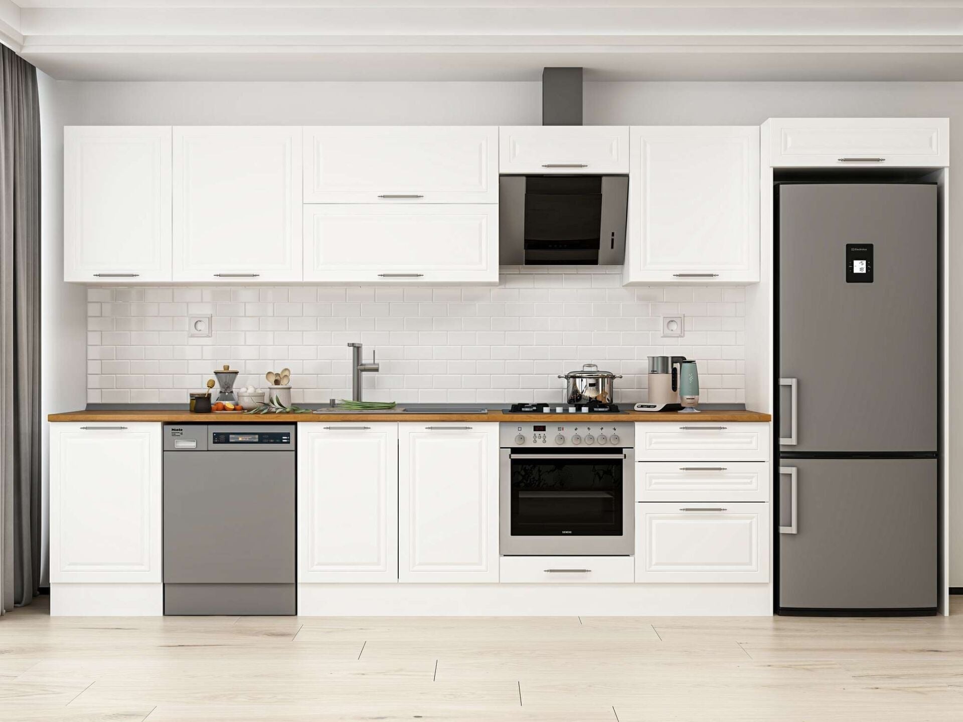 Alvinka 390X222 Cm Klasik Mebran Mutfak Dolabı Mb-E80S50S60-2