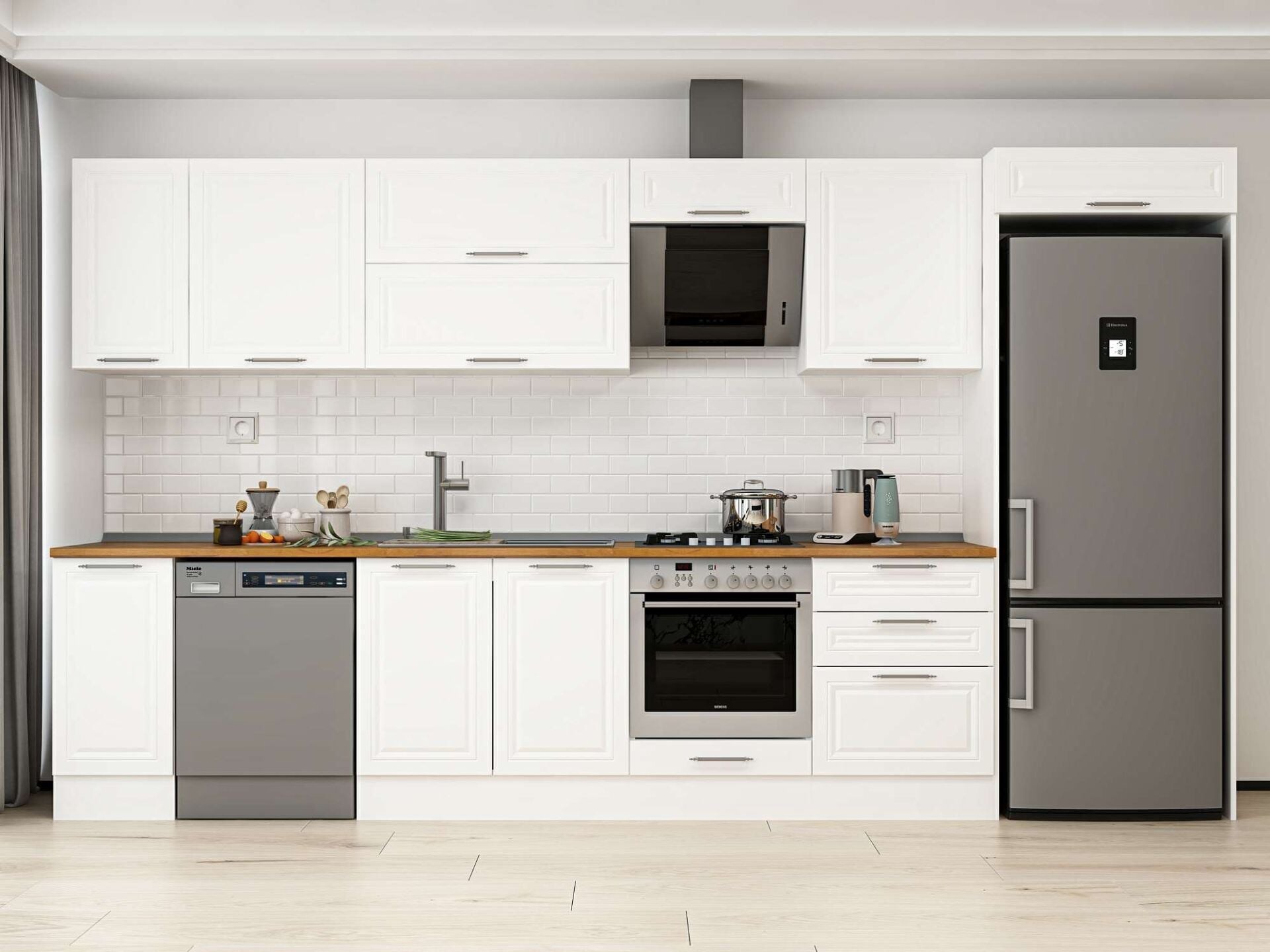 Alvinka 390X222 Cm Klasik Mebran Mutfak Dolabı Mb-E90S40S60-2