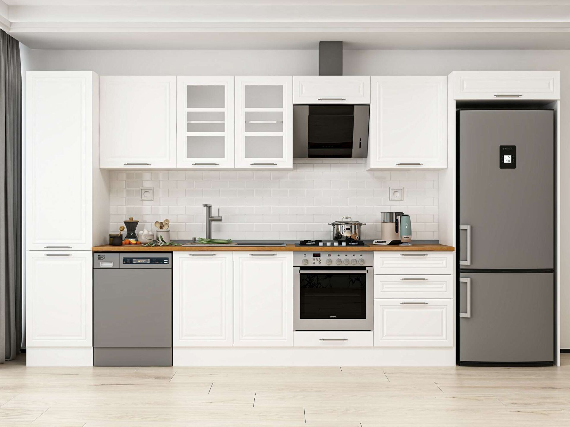 Alvinka 390X222 Cm Klasik Mebran Mutfak Dolabı Mbb-E80B50S60-3