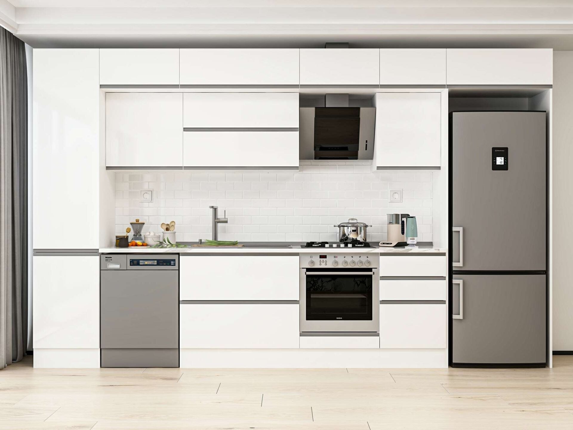 Alvinka 390X240 Cm High Gloss Mutfak Dolabı Mbb-E90B50S50-2