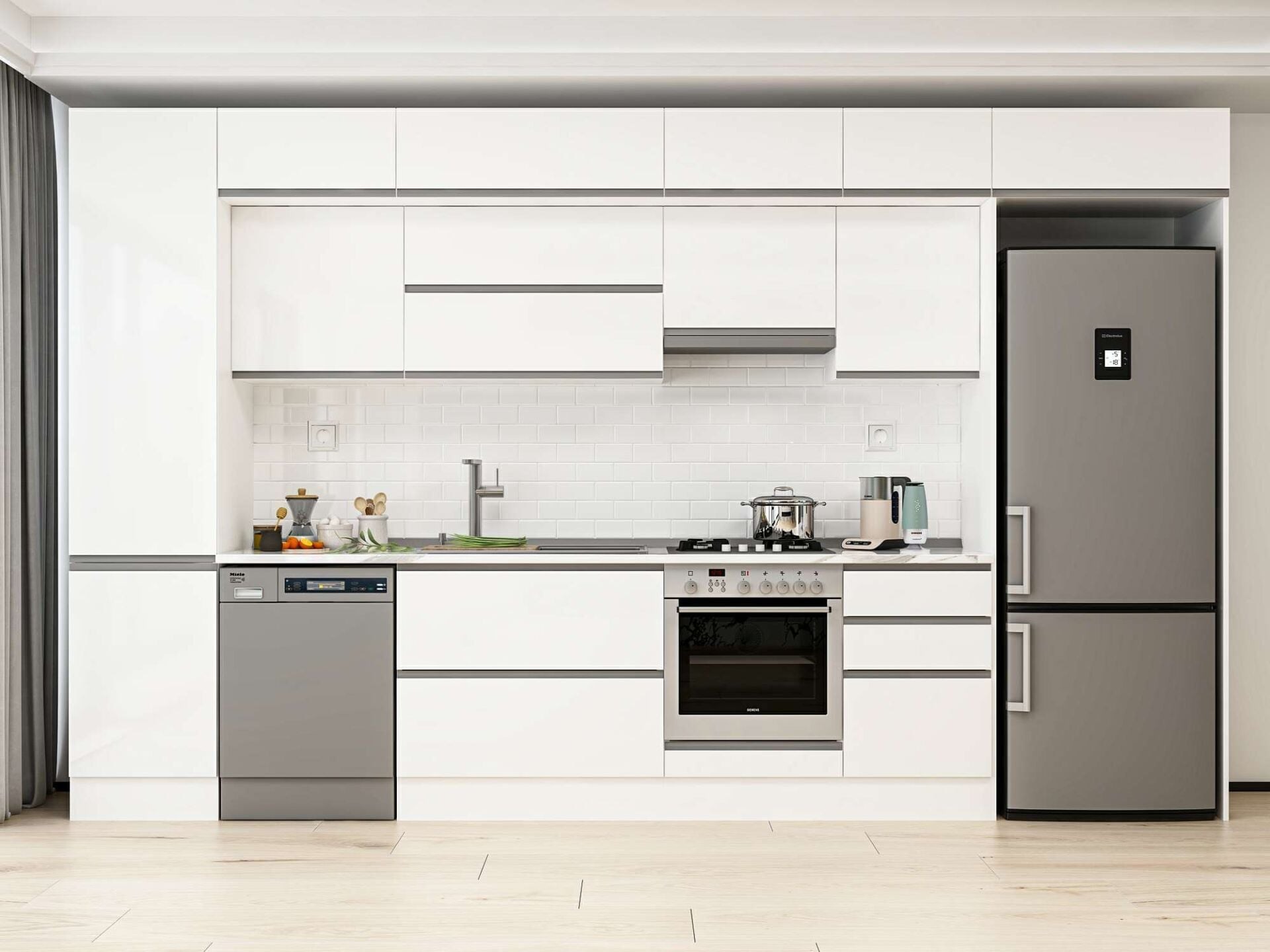 Alvinka 390X240 Cm High Gloss Mutfak Dolabı Mbb-E90B50S50-1