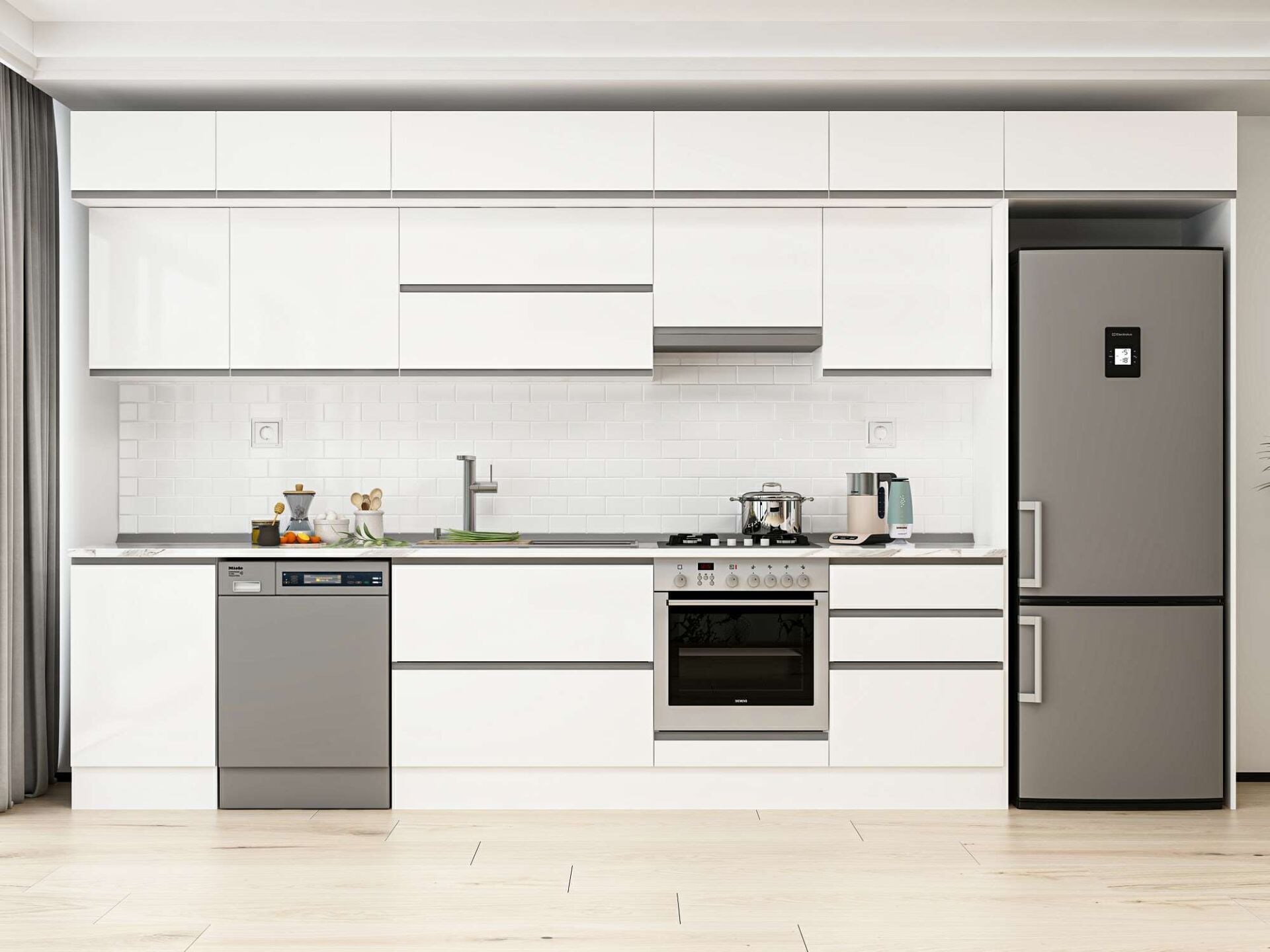 Alvinka 390X240 Cm High Gloss Mutfak Dolabı Mb-E80S50S60-1
