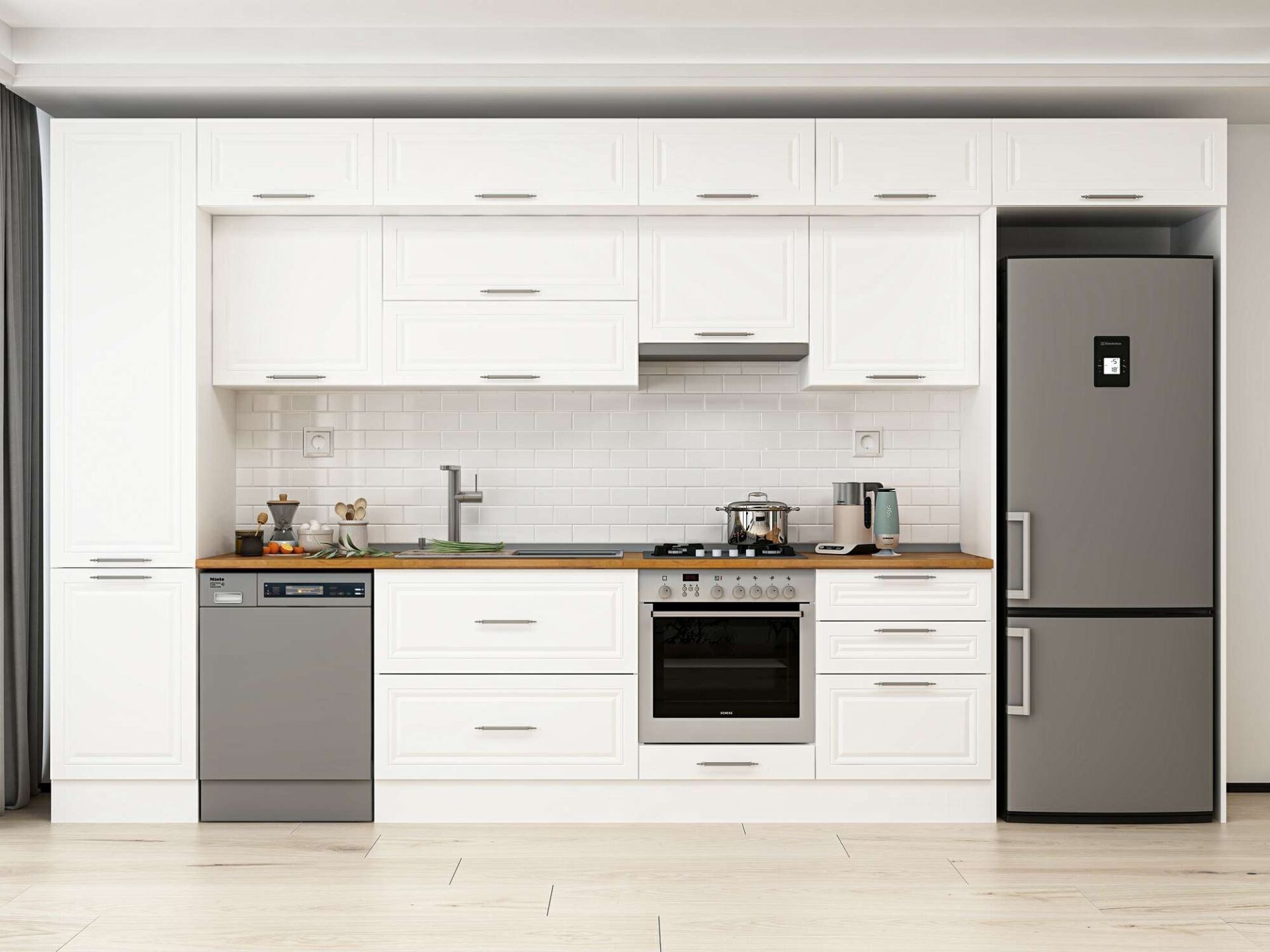 Alvinka 390X240 Cm Klasik Mebran Mutfak Dolabı Mbb-E80B50S60-1
