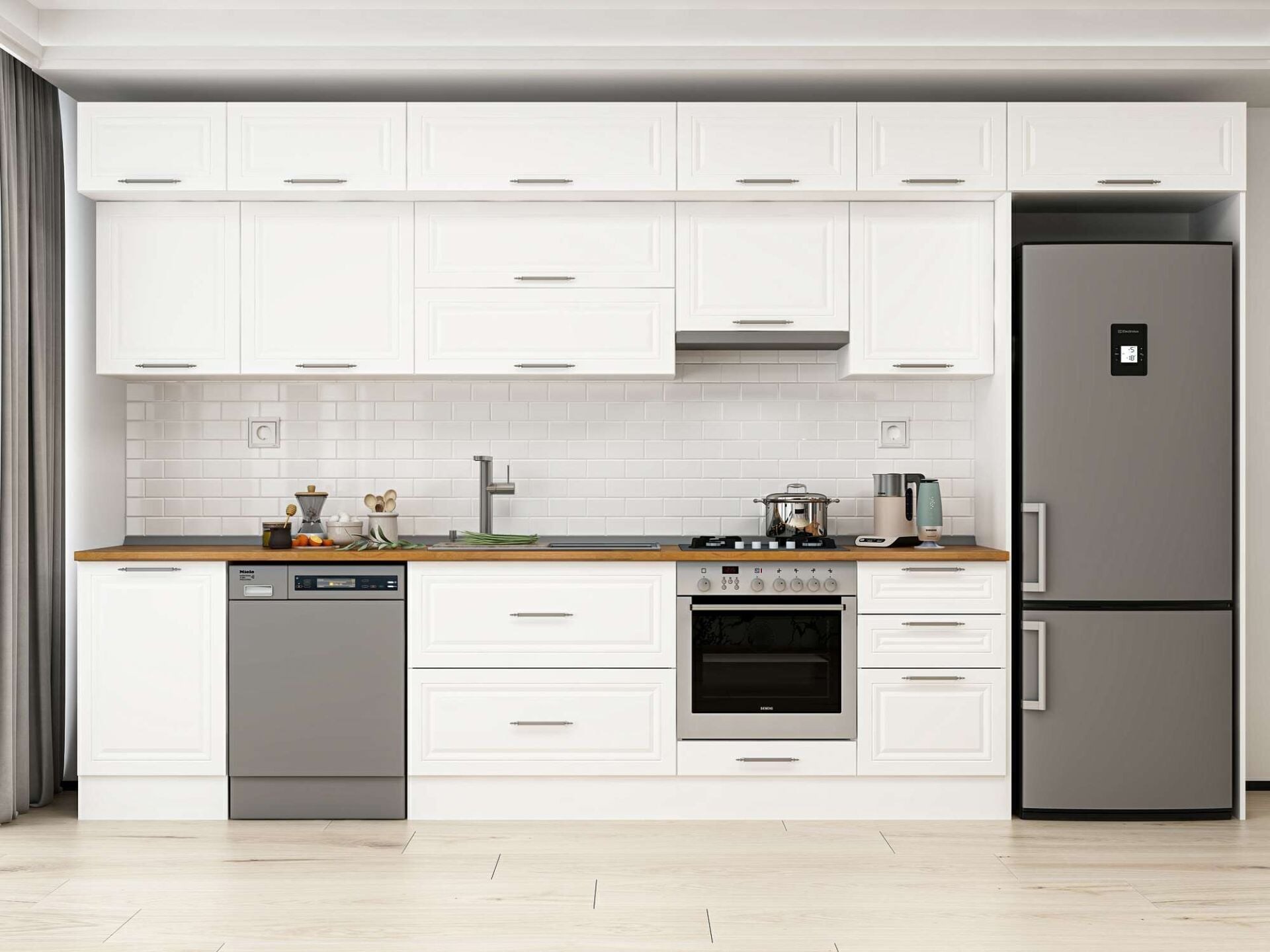 Alvinka 390X240 Cm Klasik Mebran Mutfak Dolabı Mb-E90S50S50-1