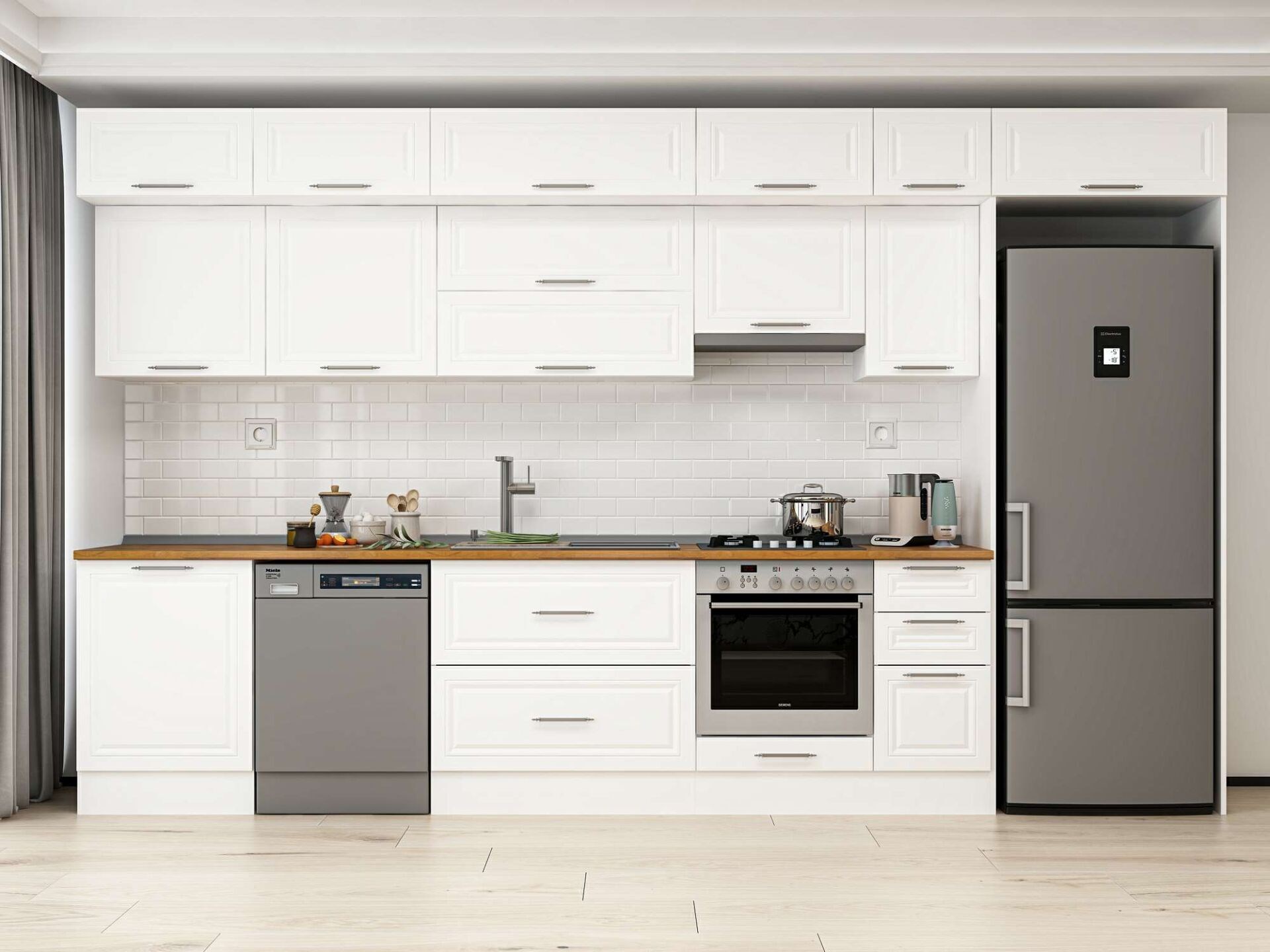 Alvinka 390X240 Cm Klasik Mebran Mutfak Dolabı Mb-E90S60S40-1