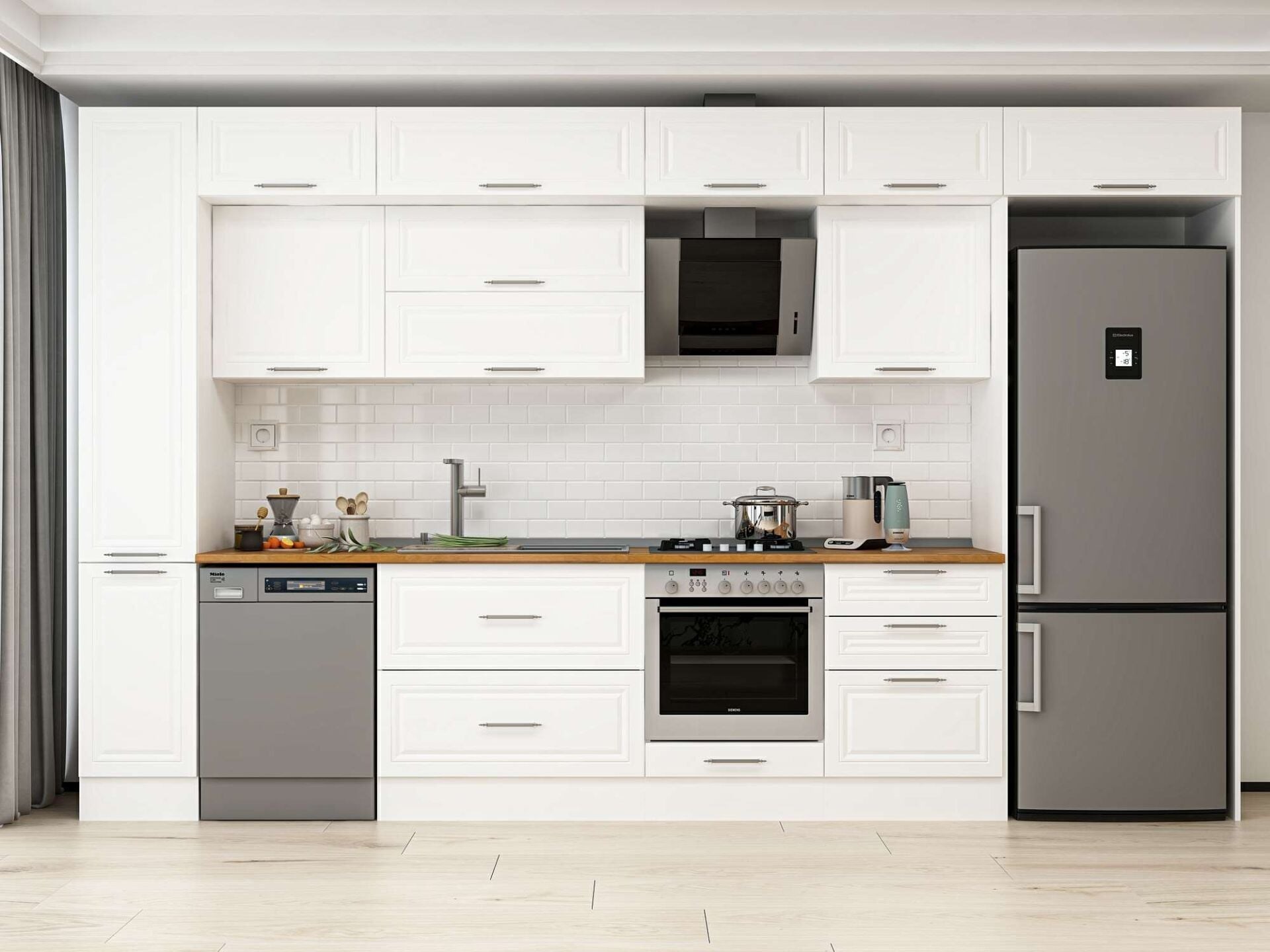Alvinka 390X240 Cm Klasik Mebran Mutfak Dolabı Mbb-E90B40S60-2